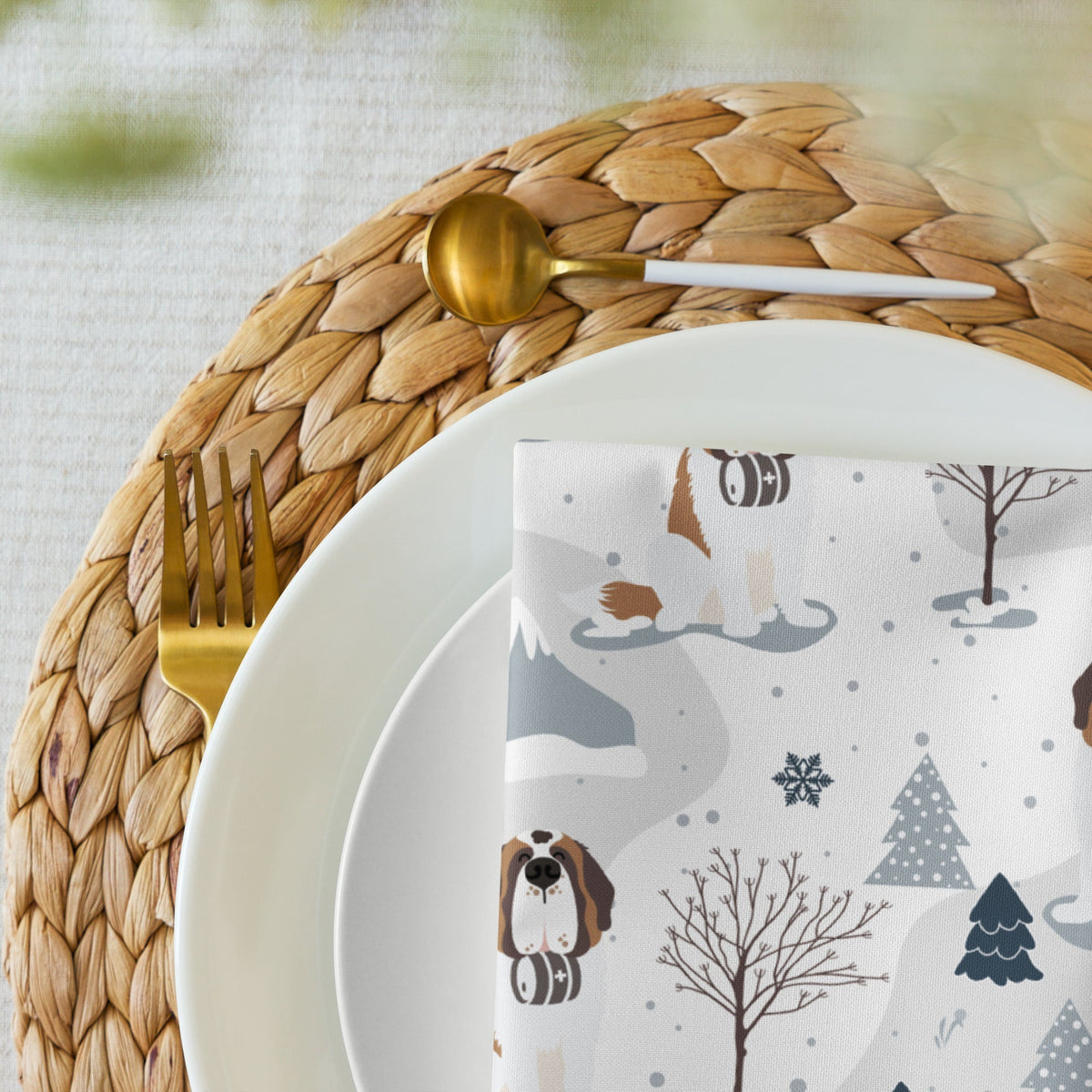 Alpine Saint Bernard Cloth Napkin Set - Lucy + Norman