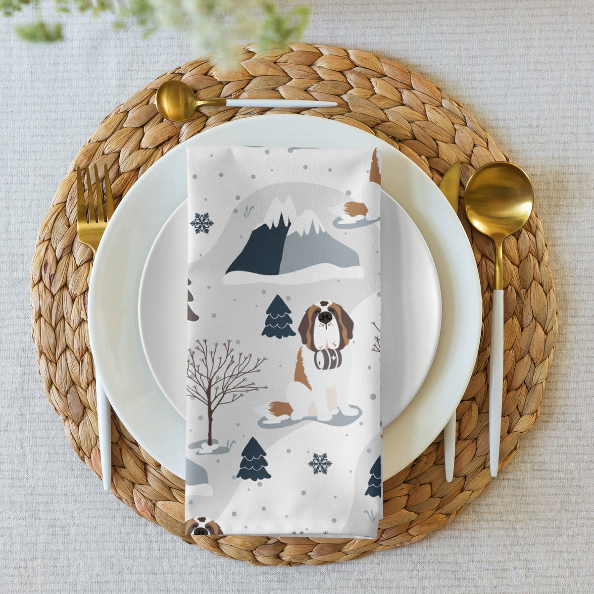 Alpine Saint Bernard Cloth Napkin Set - Lucy + Norman