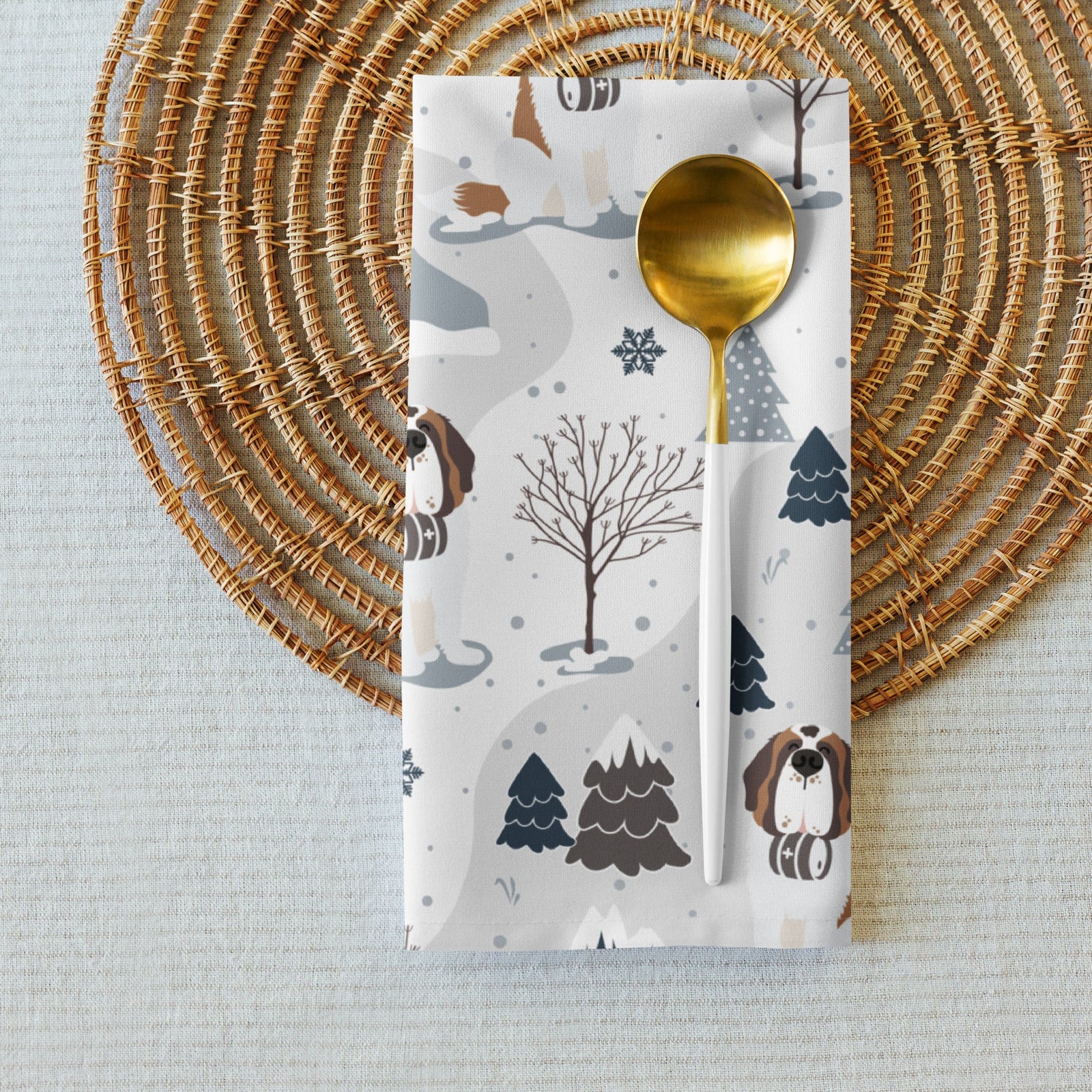 Alpine Saint Bernard Cloth Napkin Set - Lucy + Norman