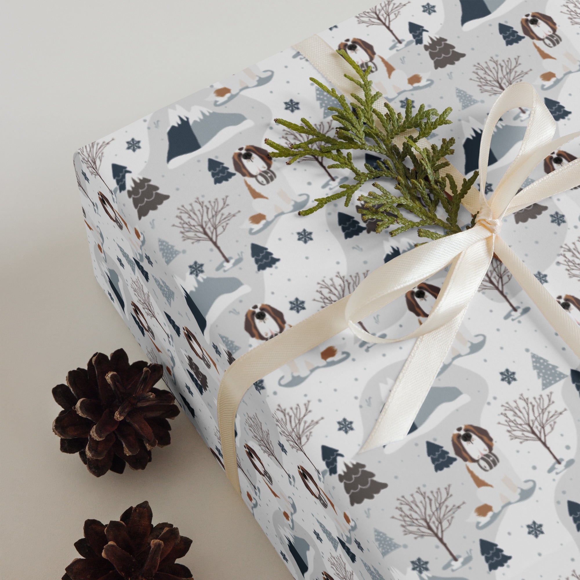 Alpine Saint Bernard Dog Wrapping Paper Sheets - Lucy + Norman