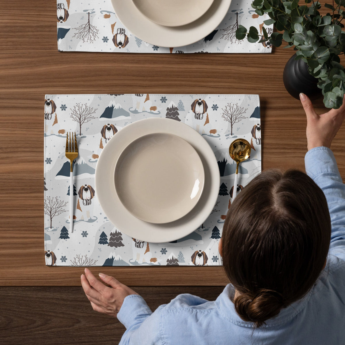 Alpine Saint Bernard Placemat Set - Lucy + Norman