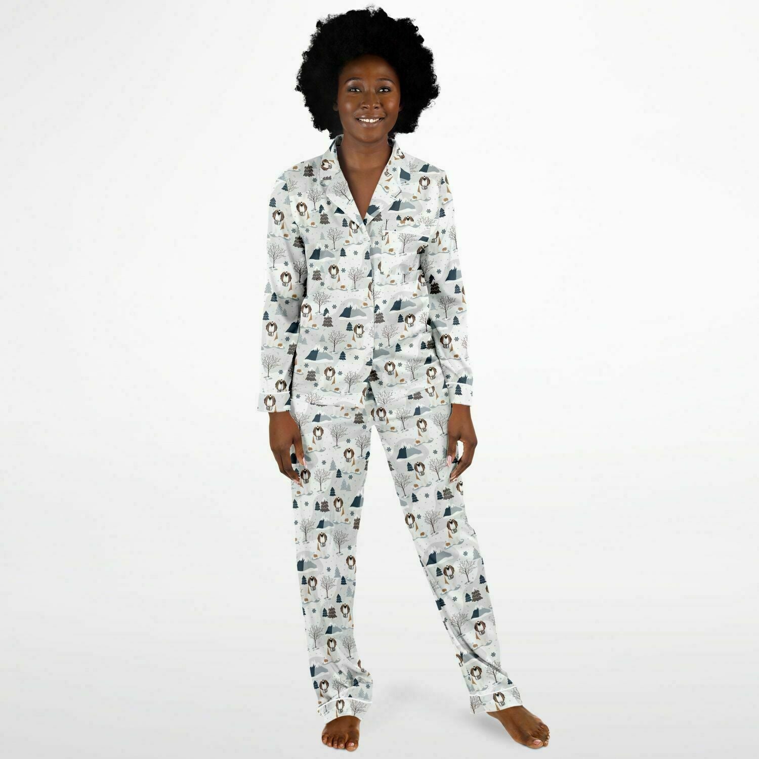 Alpine Saint Bernard Women's Satin Pajamas - Lucy + Norman