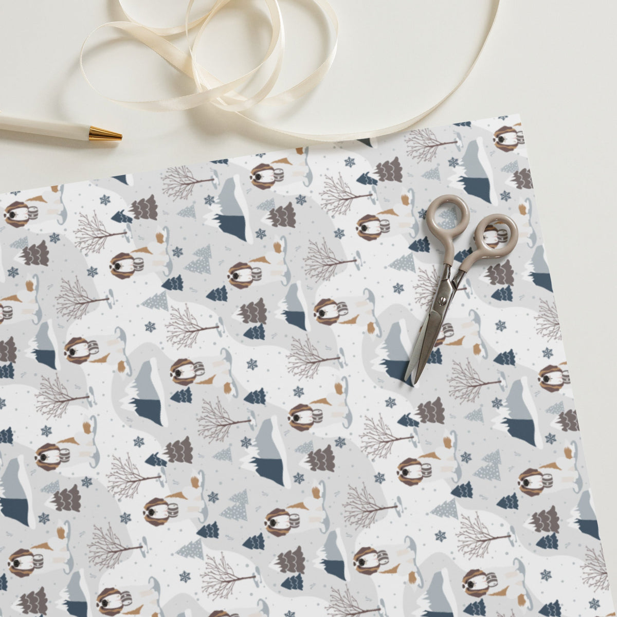 Alpine Chill St Bernard Wrapping Paper Sheets by Lucy + Norman