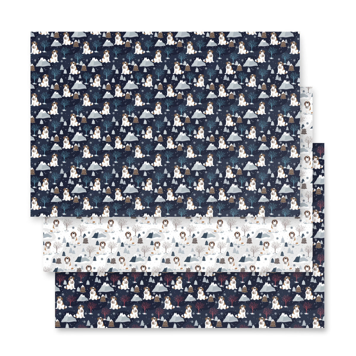 Reindeer Saint Bernard Dog Christmas Wrapping Paper Sheets by Lucy + Norman