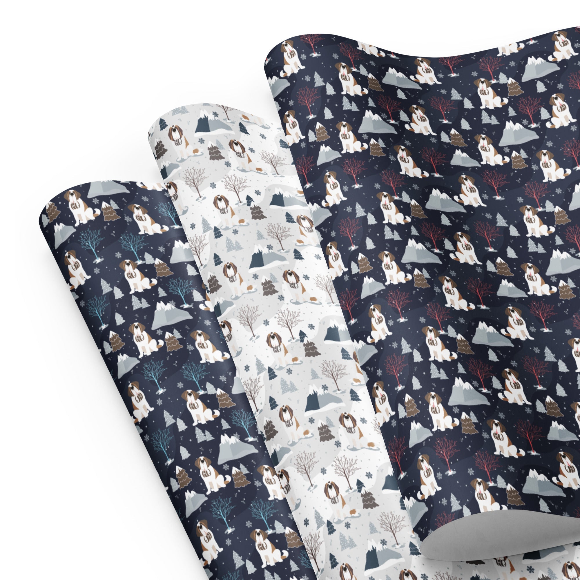 Alpine Set St Bernard Dog Wrapping Paper Sheets - Lucy + Norman