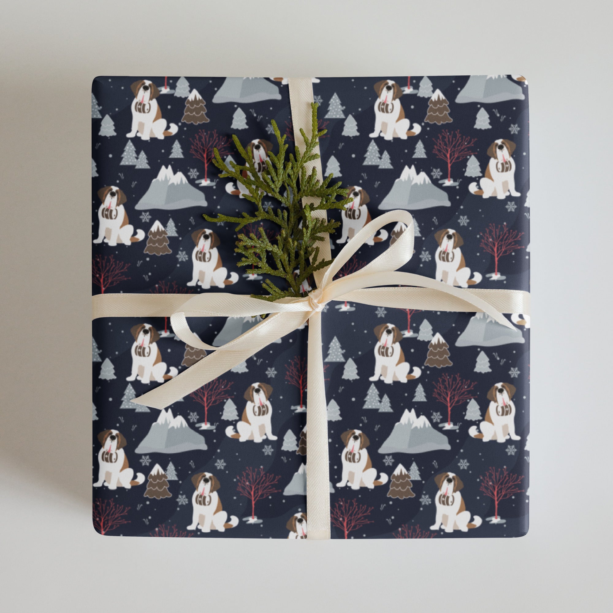 Alpine Set St Bernard Dog Wrapping Paper Sheets - Lucy + Norman