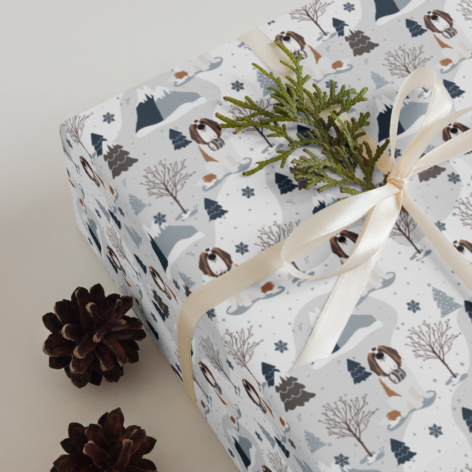 Alpine Set St Bernard Dog Wrapping Paper Sheets - Lucy + Norman