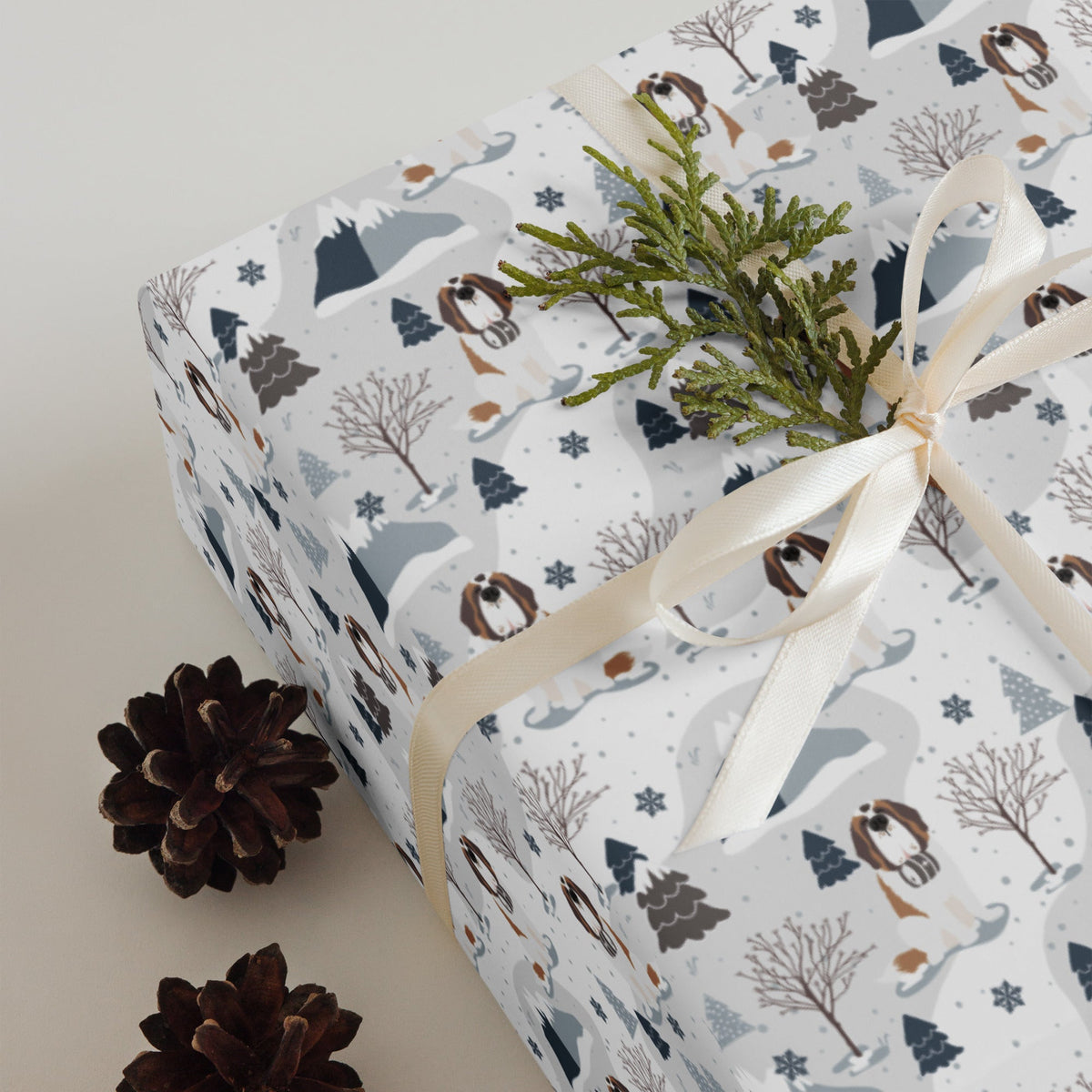 Alpine Set of St Bernard Dog Wrapping Paper Sheets by Lucy and Norman -  Lucy + Norman