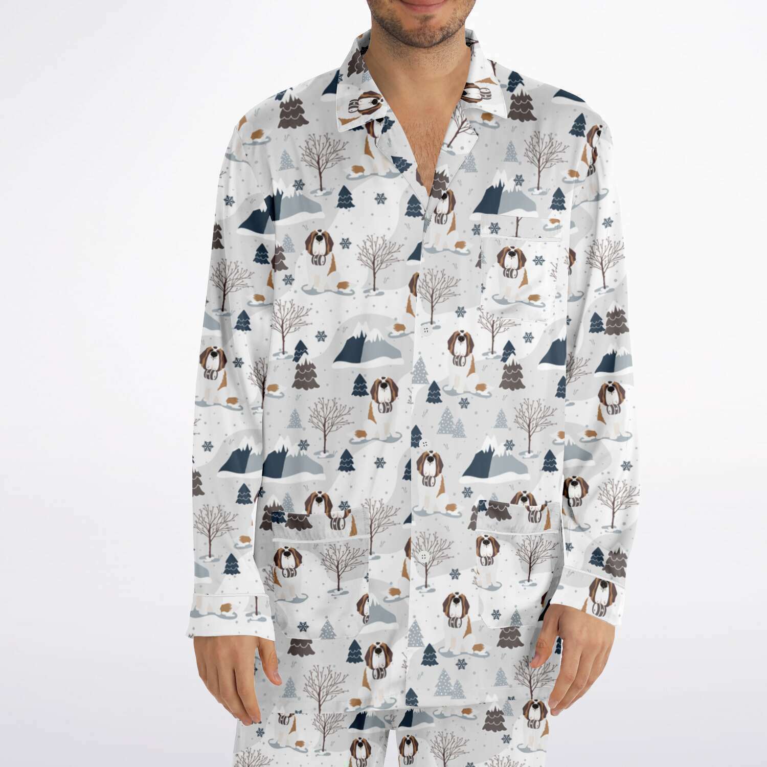 Alpine St Bernard Men's Satin Pajamas - Lucy + Norman