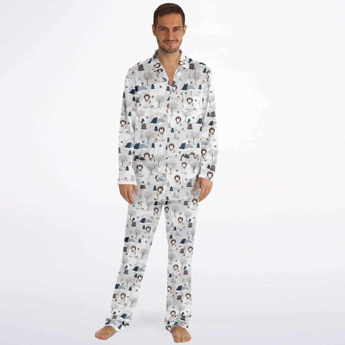 Alpine St Bernard Men&#39;s Satin Pajamas - Lucy + Norman