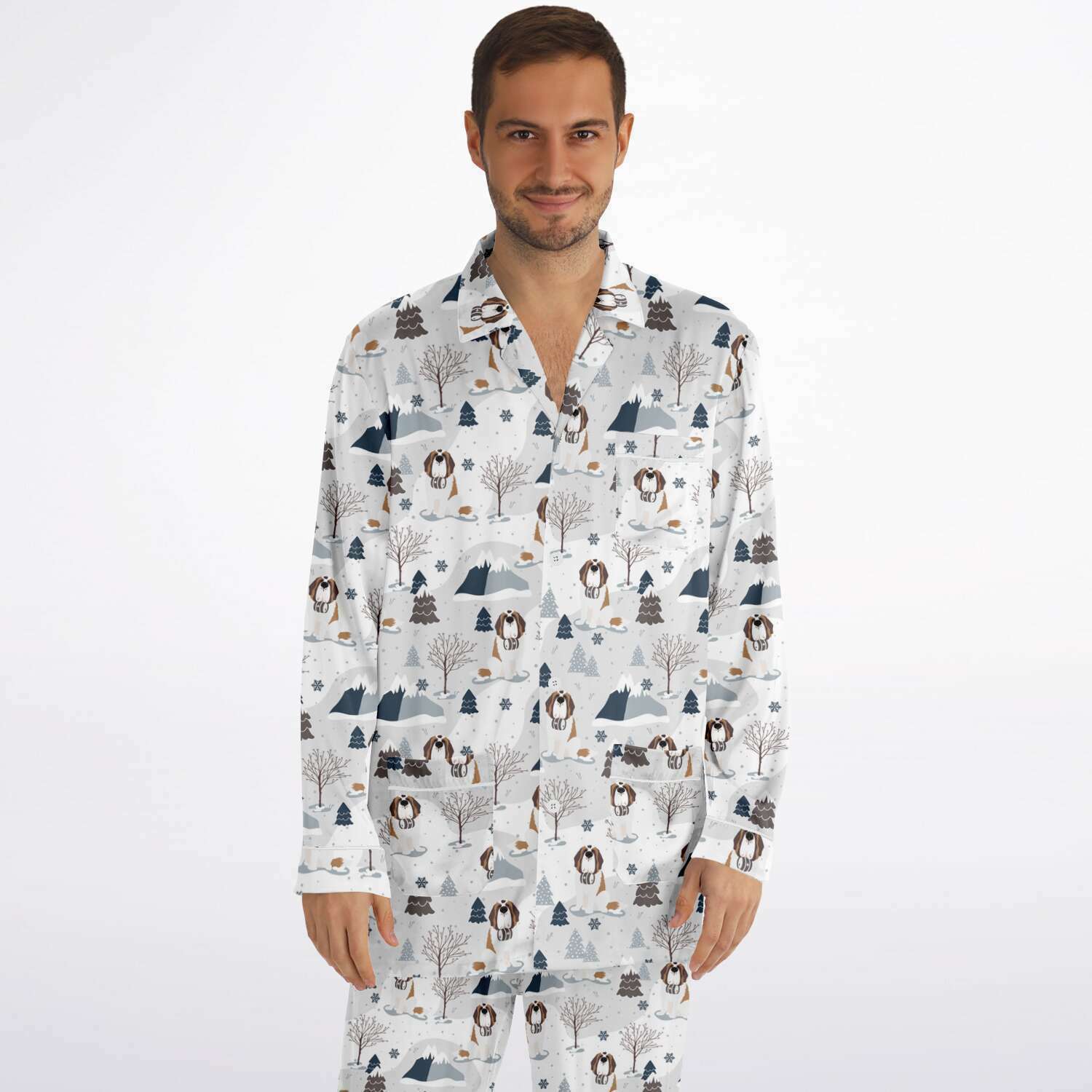 Alpine St Bernard Men's Satin Pajamas - Lucy + Norman