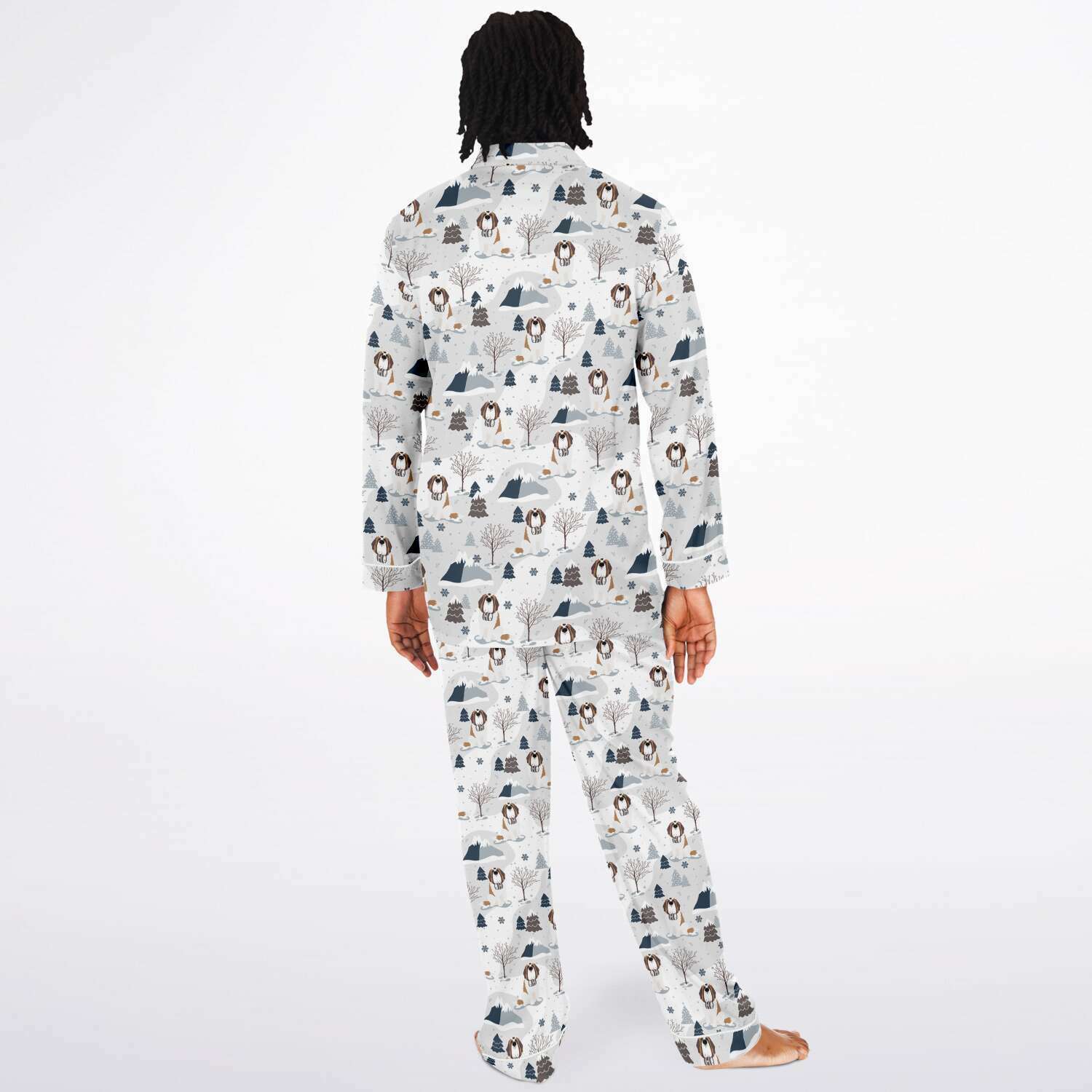 Alpine St Bernard Men's Satin Pajamas - Lucy + Norman