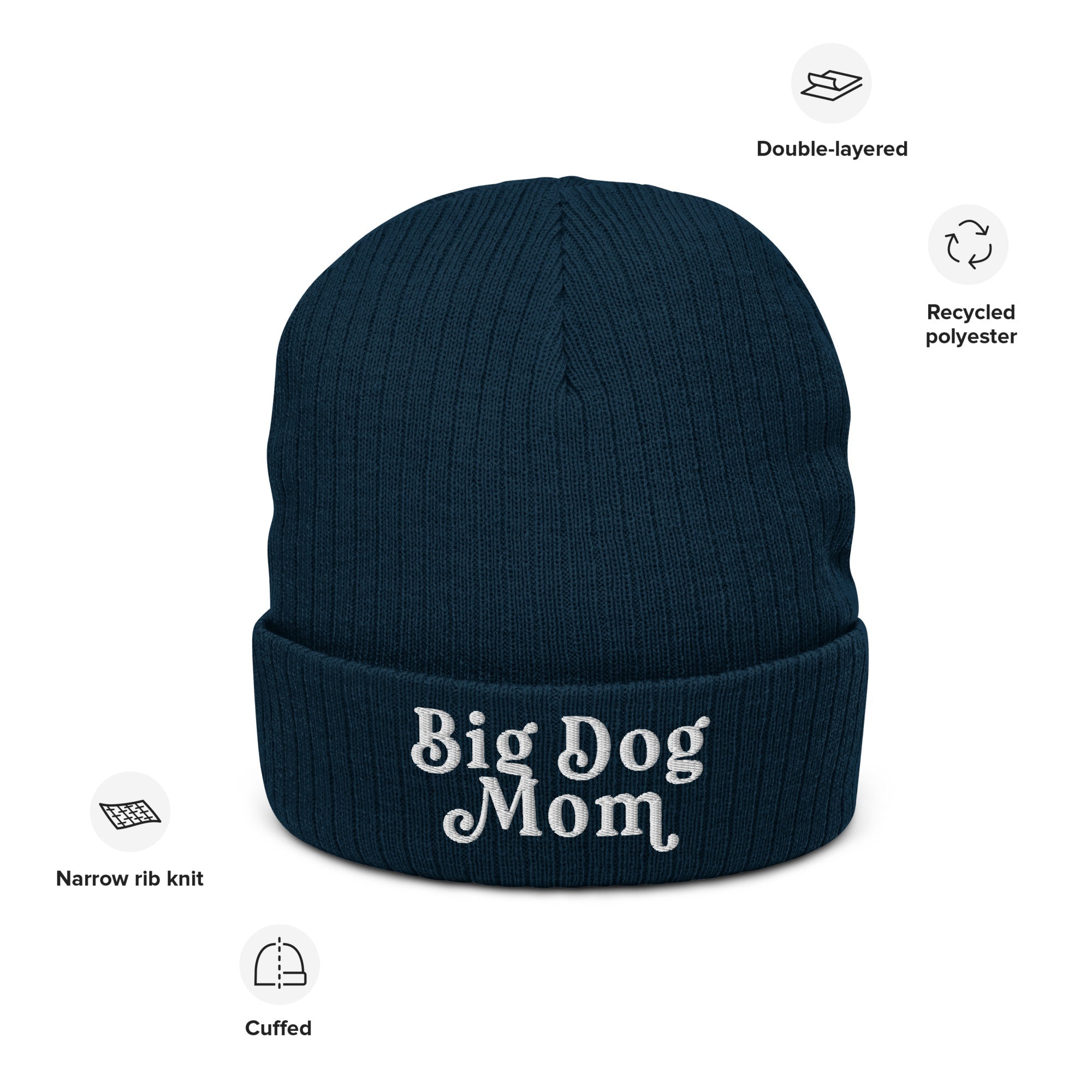 Big Dog Mom Ribbed Knit Beanie - Lucy + Norman