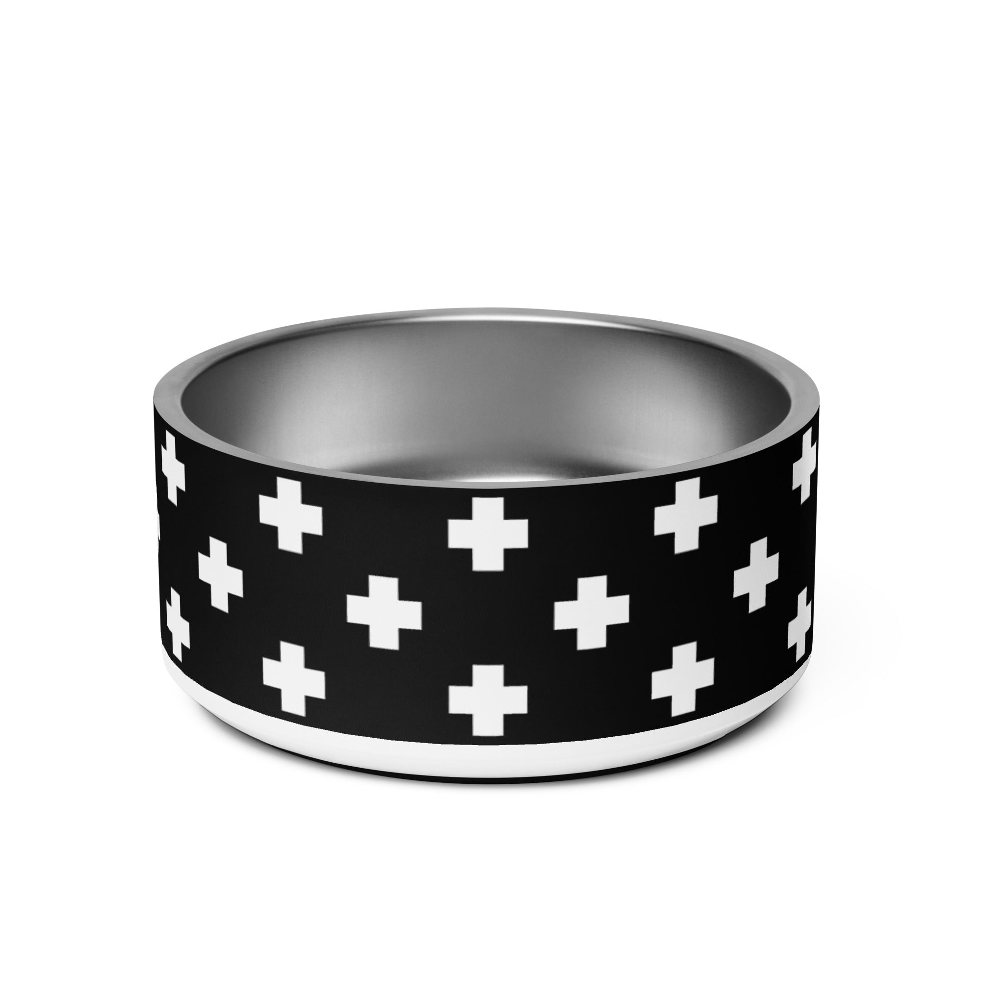 Black + White Swiss Cross Dog Bowl - Lucy + Norman