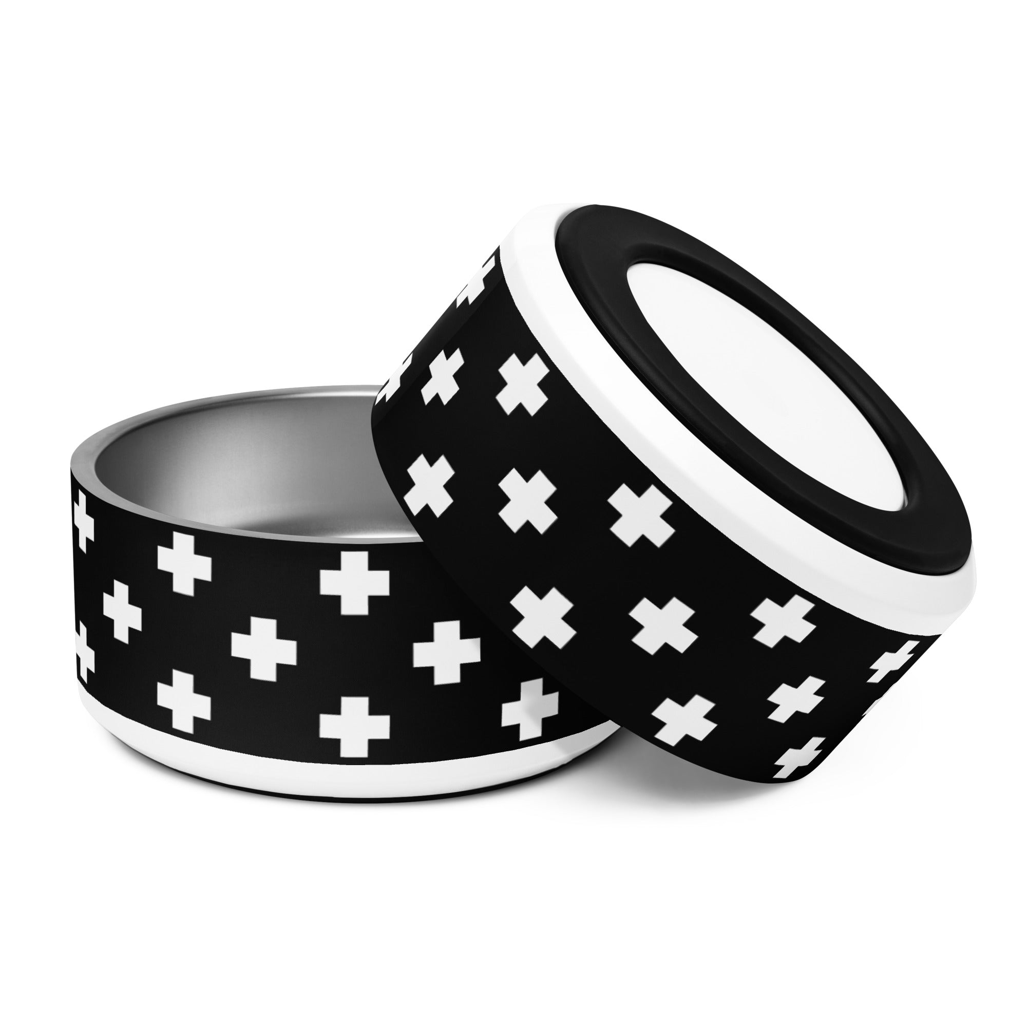 Black + White Swiss Cross Dog Bowl - Lucy + Norman