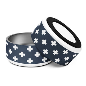 Blue + White Swiss Cross Dog Bowl - Lucy + Norman