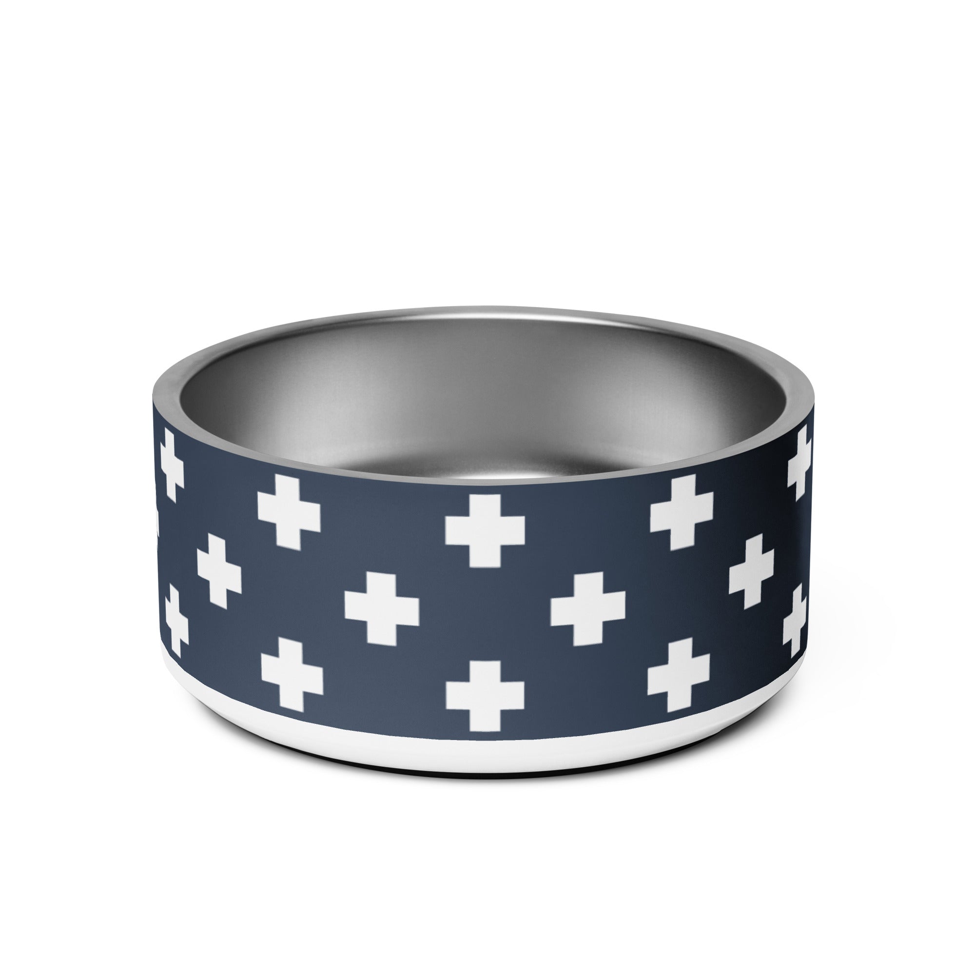 Blue + White Swiss Cross Dog Bowl - Lucy + Norman