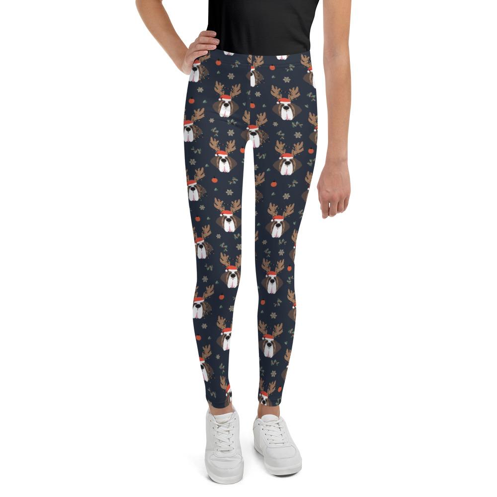 Christmas Reindeer Saints Youth Leggings - Lucy + Norman