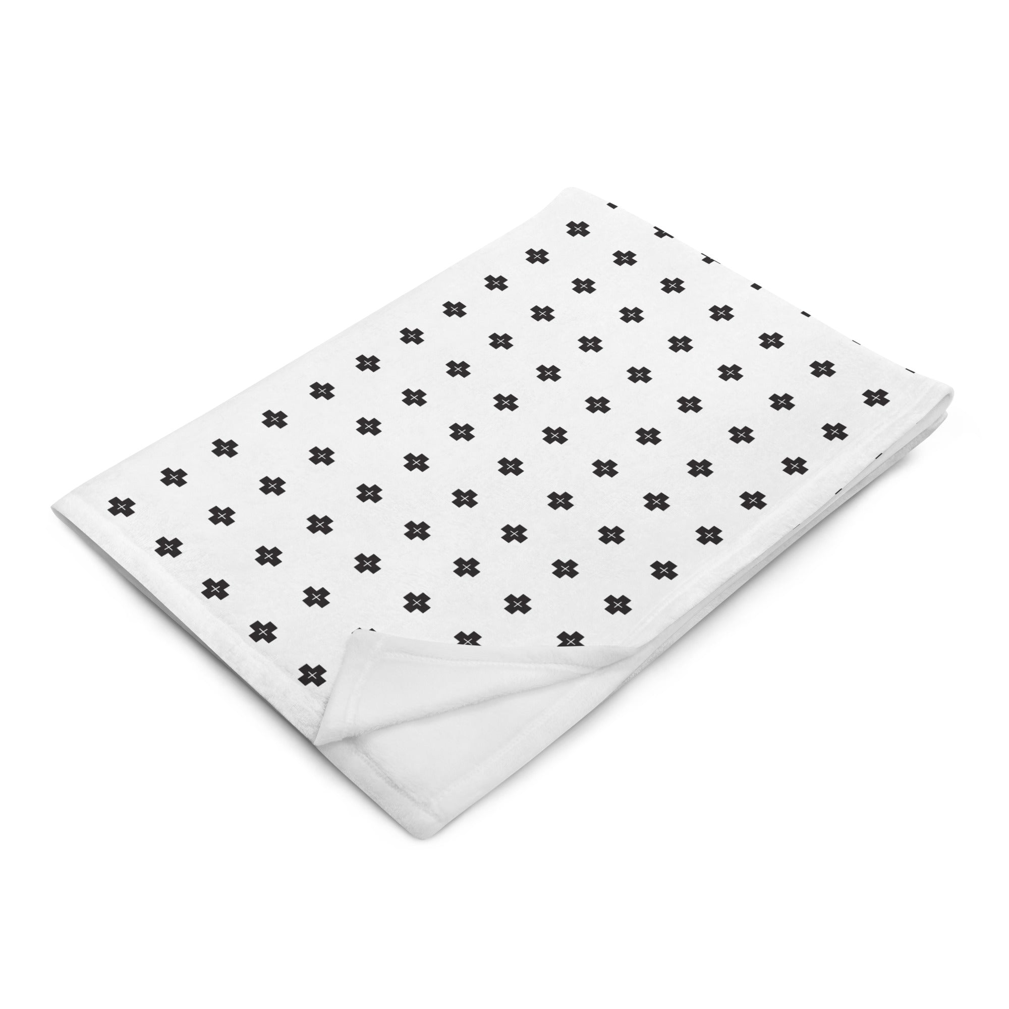 Cross Black and White Fleece Throw Blanket - Lucy + Norman