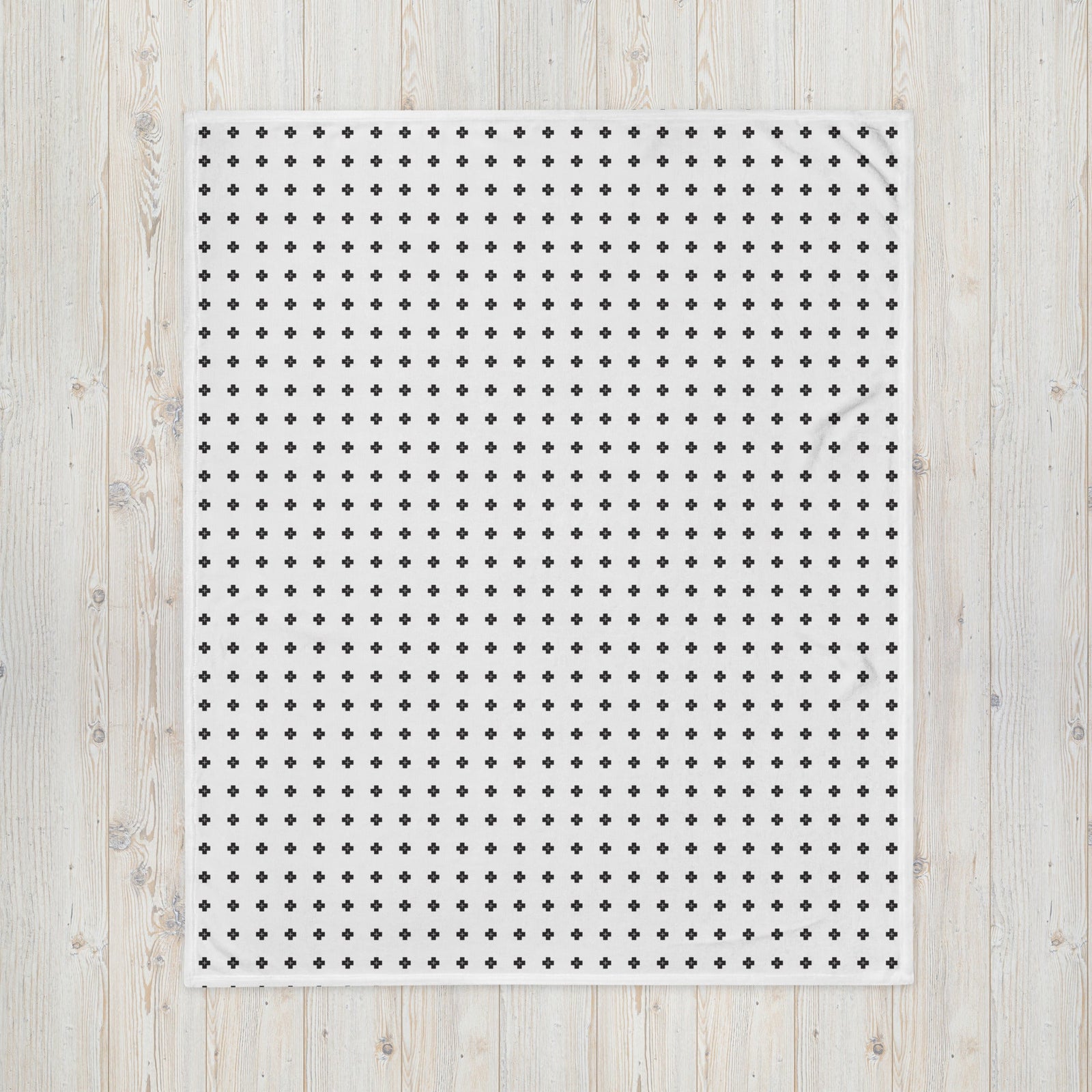 Cross Black and White Fleece Throw Blanket - Lucy + Norman