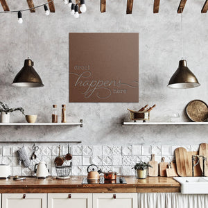 drool happens here - Square Metal Wall Sign - Lucy + Norman
