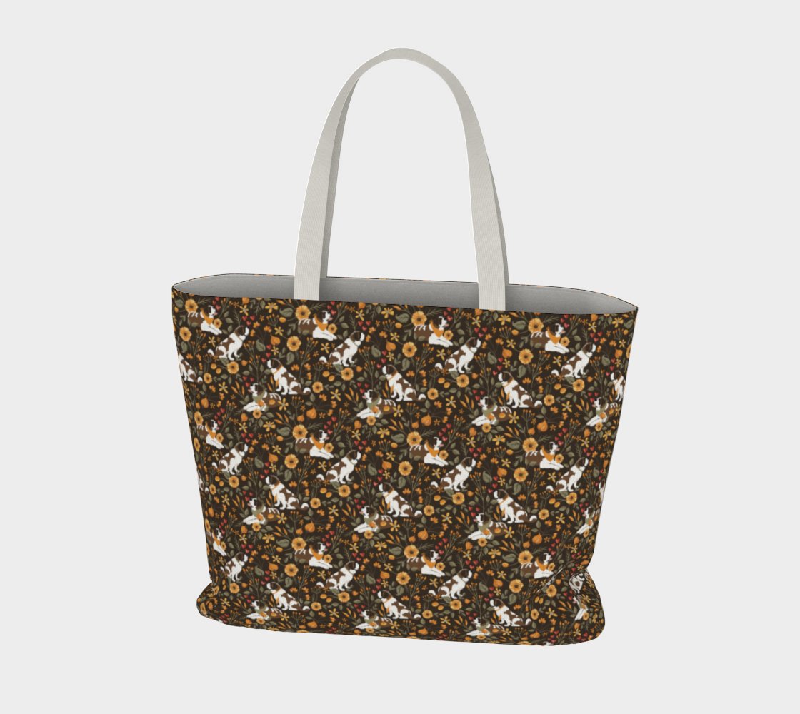 Fall Saint Bernard Large Market Tote Bag - Lucy + Norman