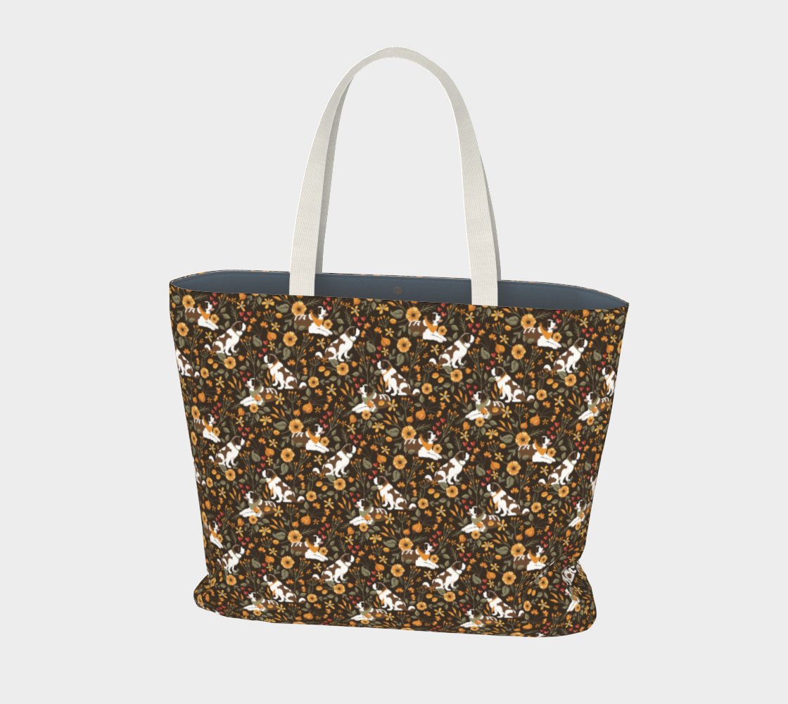 Fall Saint Bernard Large Market Tote Bag - Lucy + Norman