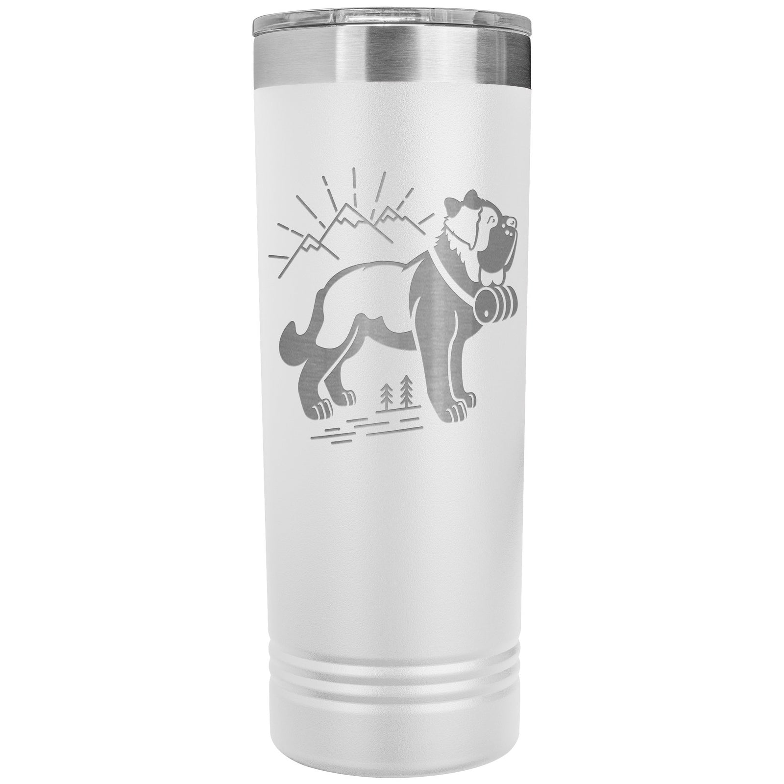 Female St Bernard with Mountains Skinny Tumbler - Lucy + Norman