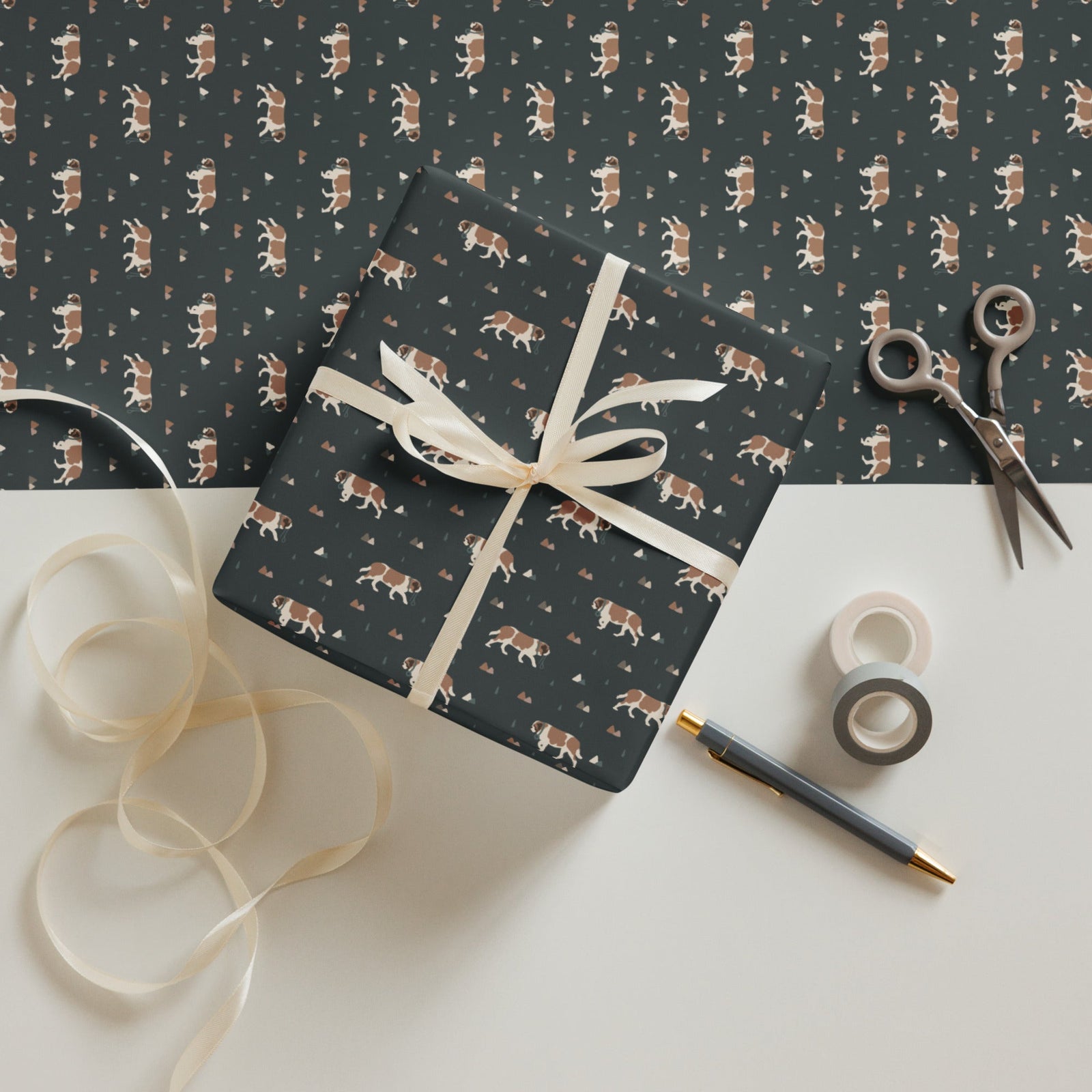 Green Mountain St Bernard Wrapping Paper Sheets - Lucy + Norman