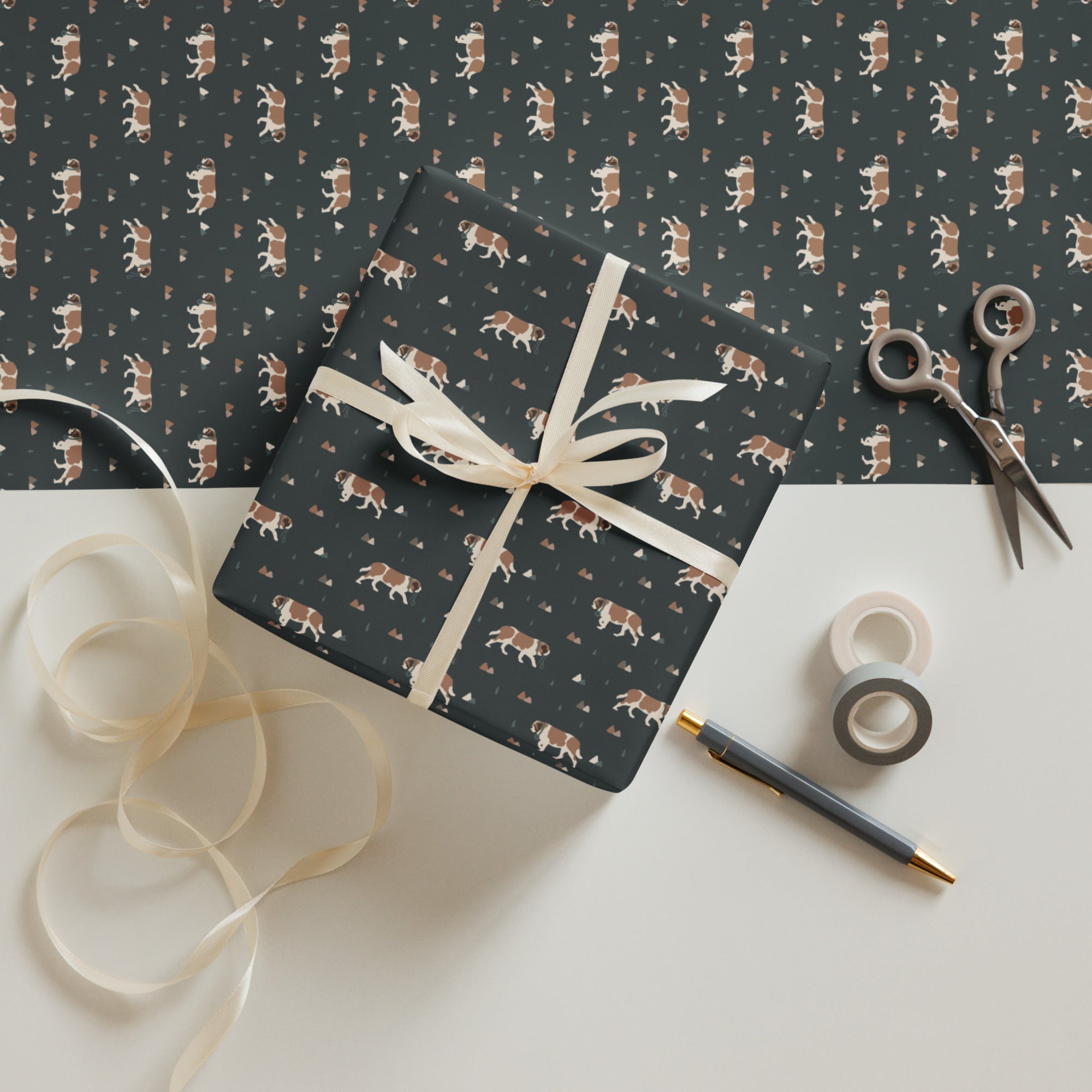 Green Mountain St Bernard Wrapping Paper Sheets - Lucy + Norman