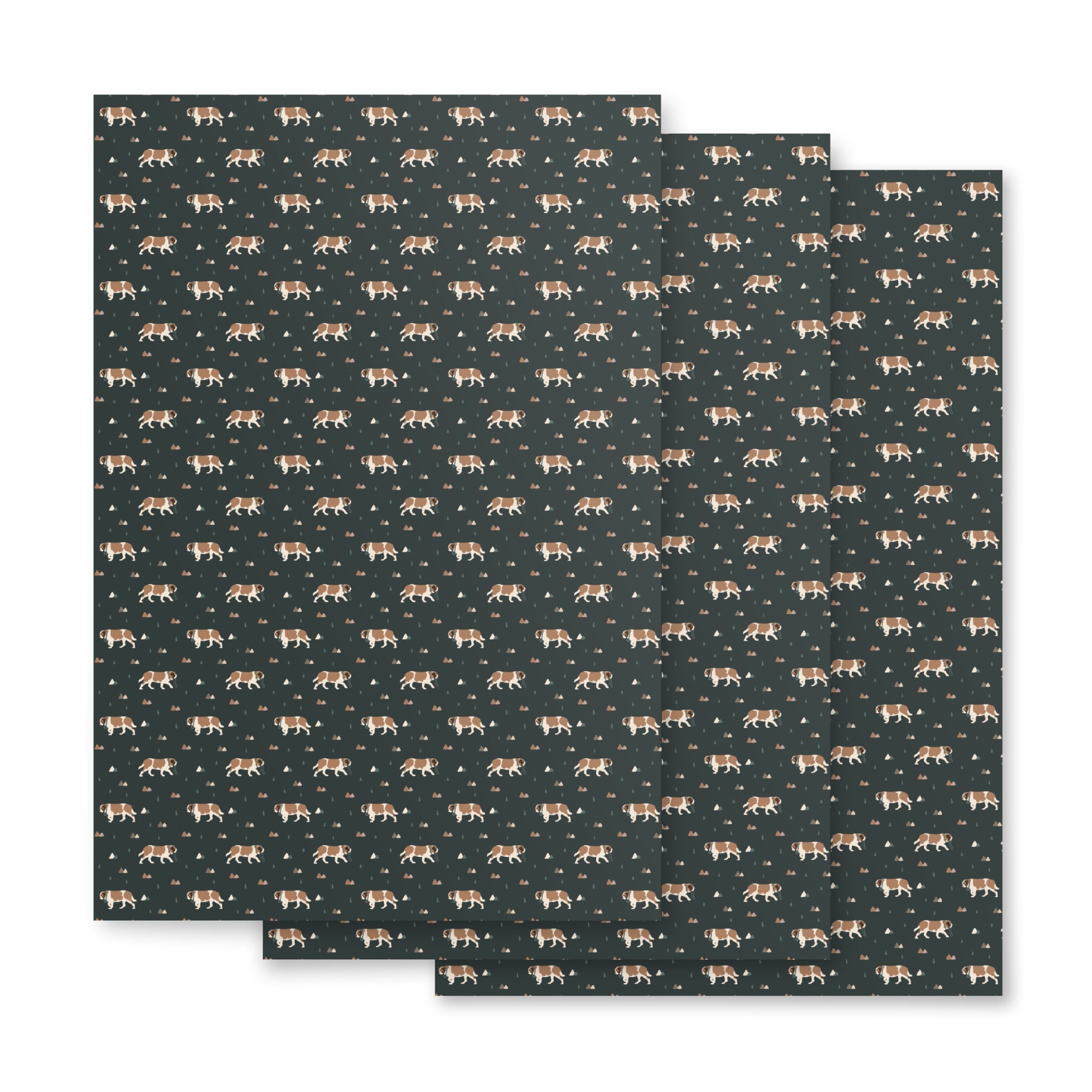 Green Mountain St Bernard Wrapping Paper Sheets - Lucy + Norman