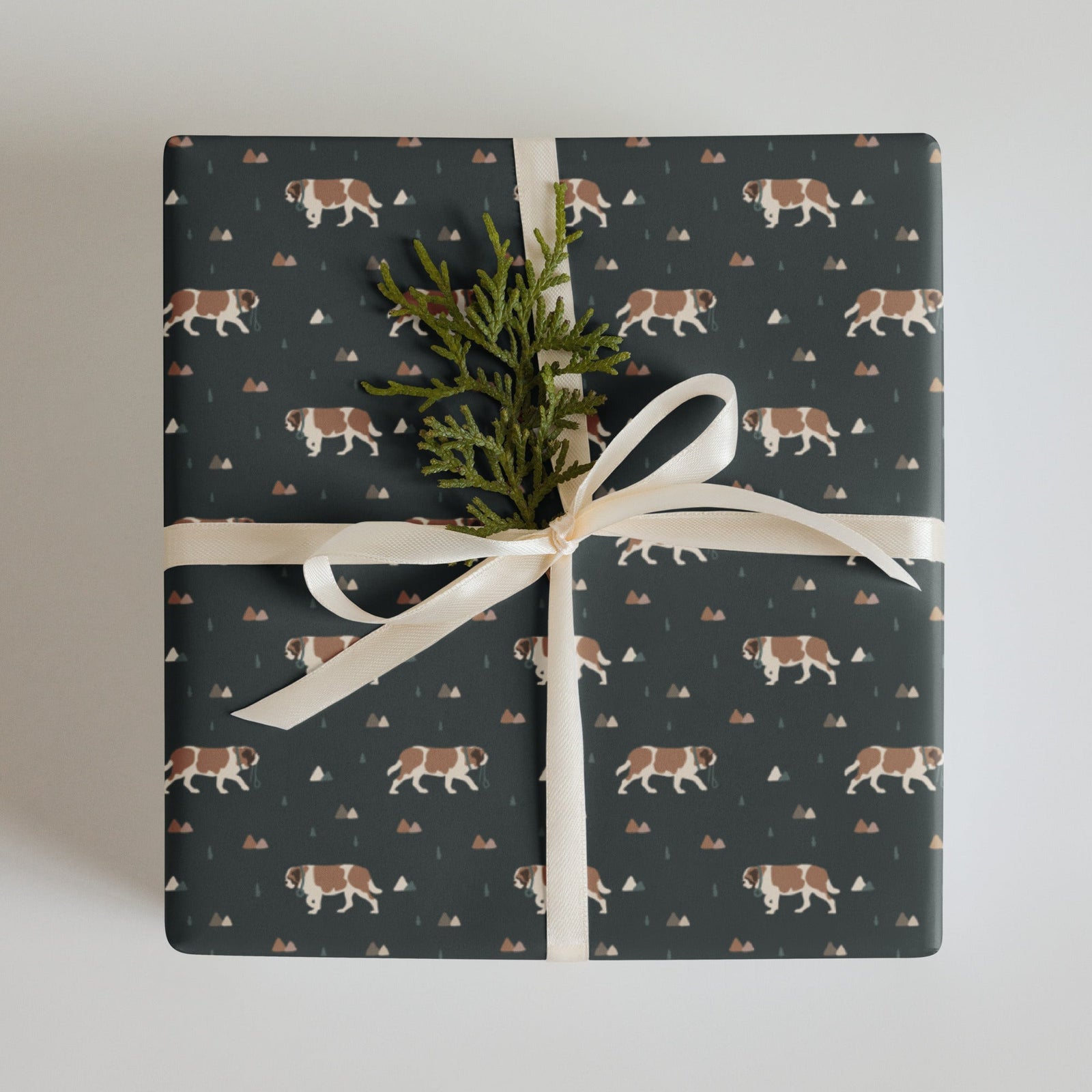 Green Mountain St Bernard Wrapping Paper Sheets - Lucy + Norman