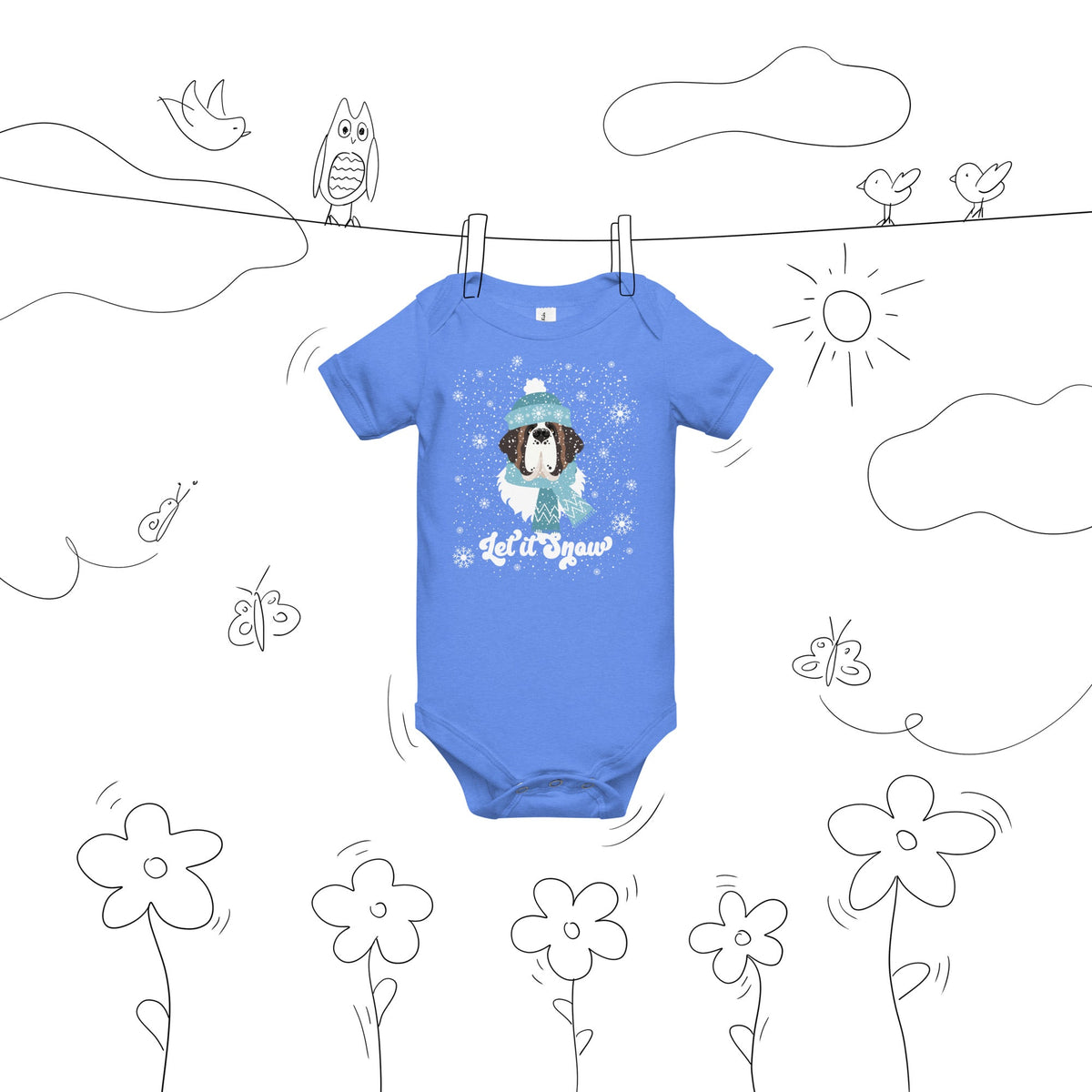 Let It Snow Baby Short Sleeve One Piece - Lucy + Norman