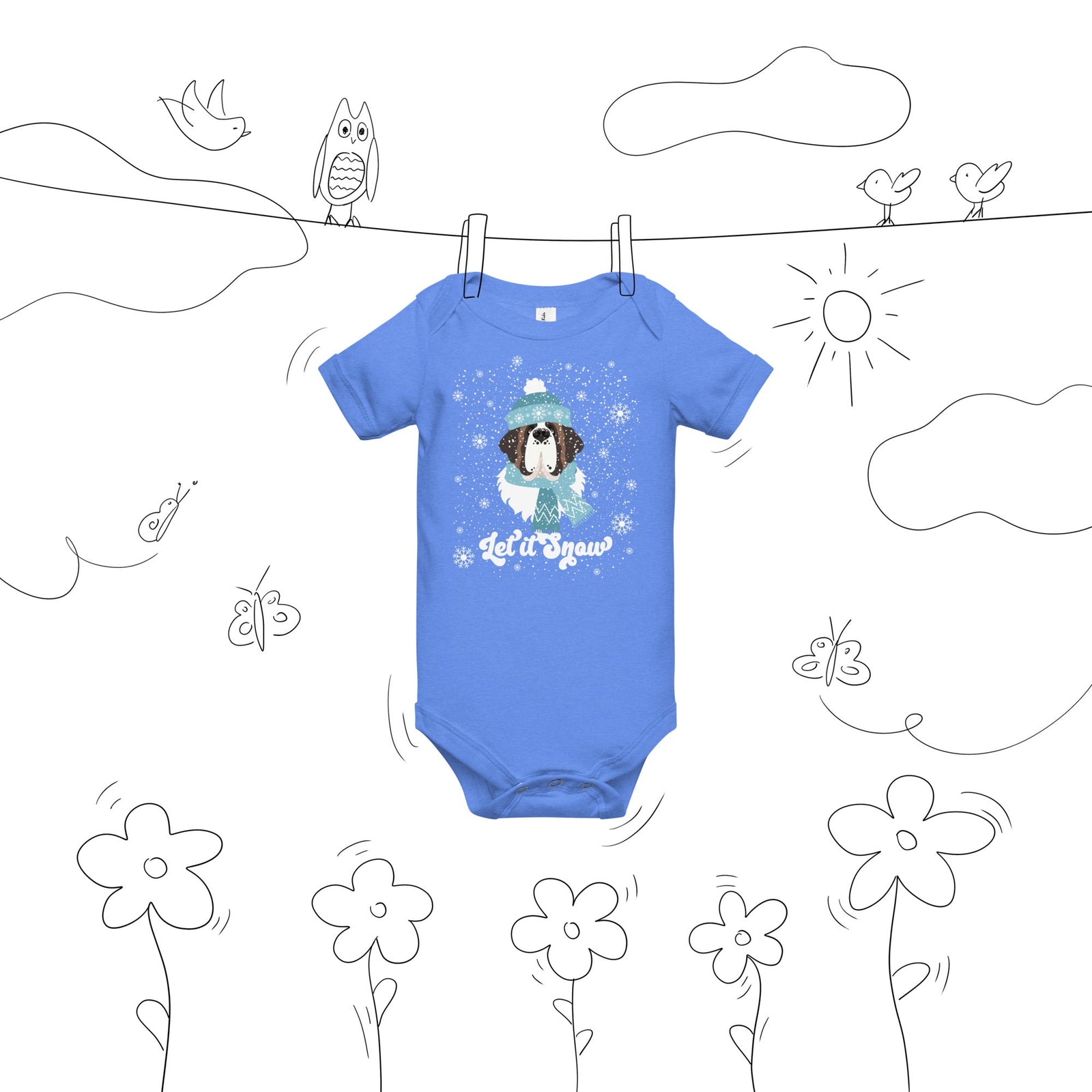 Let It Snow Baby Short Sleeve One Piece - Lucy + Norman