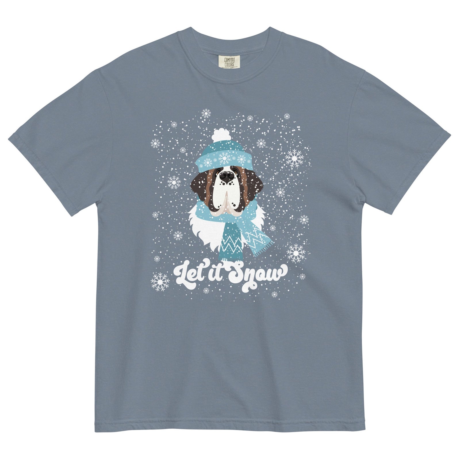 Let It Snow St Bernard Comfort Colors T-Shirt - Lucy + Norman