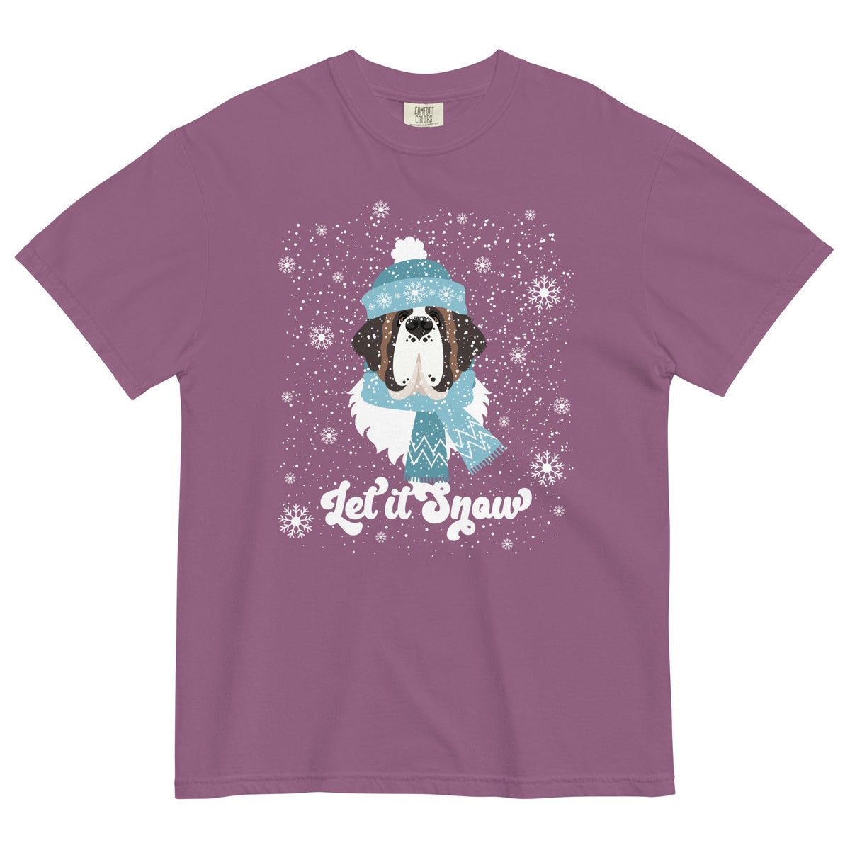 Let It Snow St Bernard Comfort Colors T-Shirt - Lucy + Norman