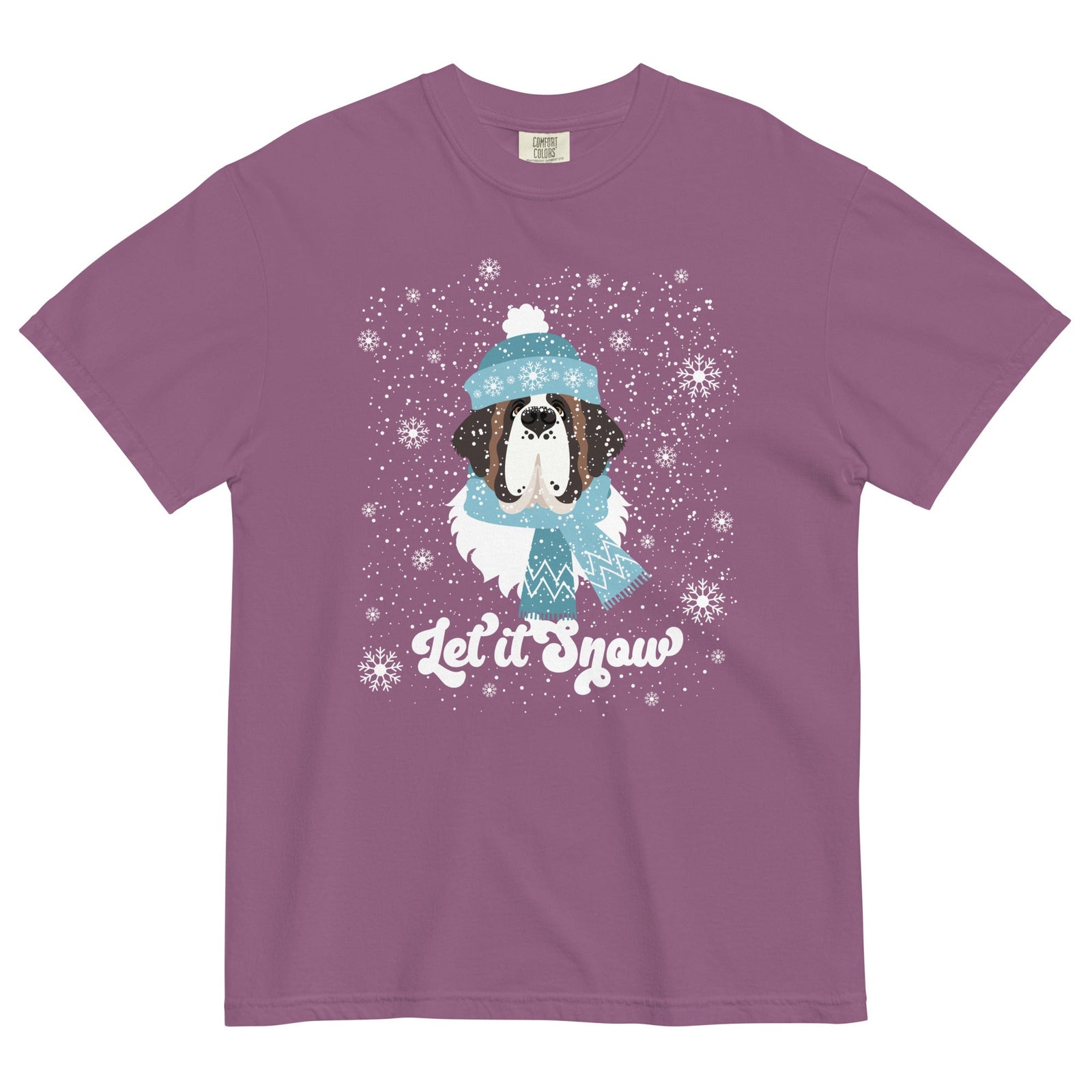 Let It Snow St Bernard Comfort Colors T-Shirt - Lucy + Norman