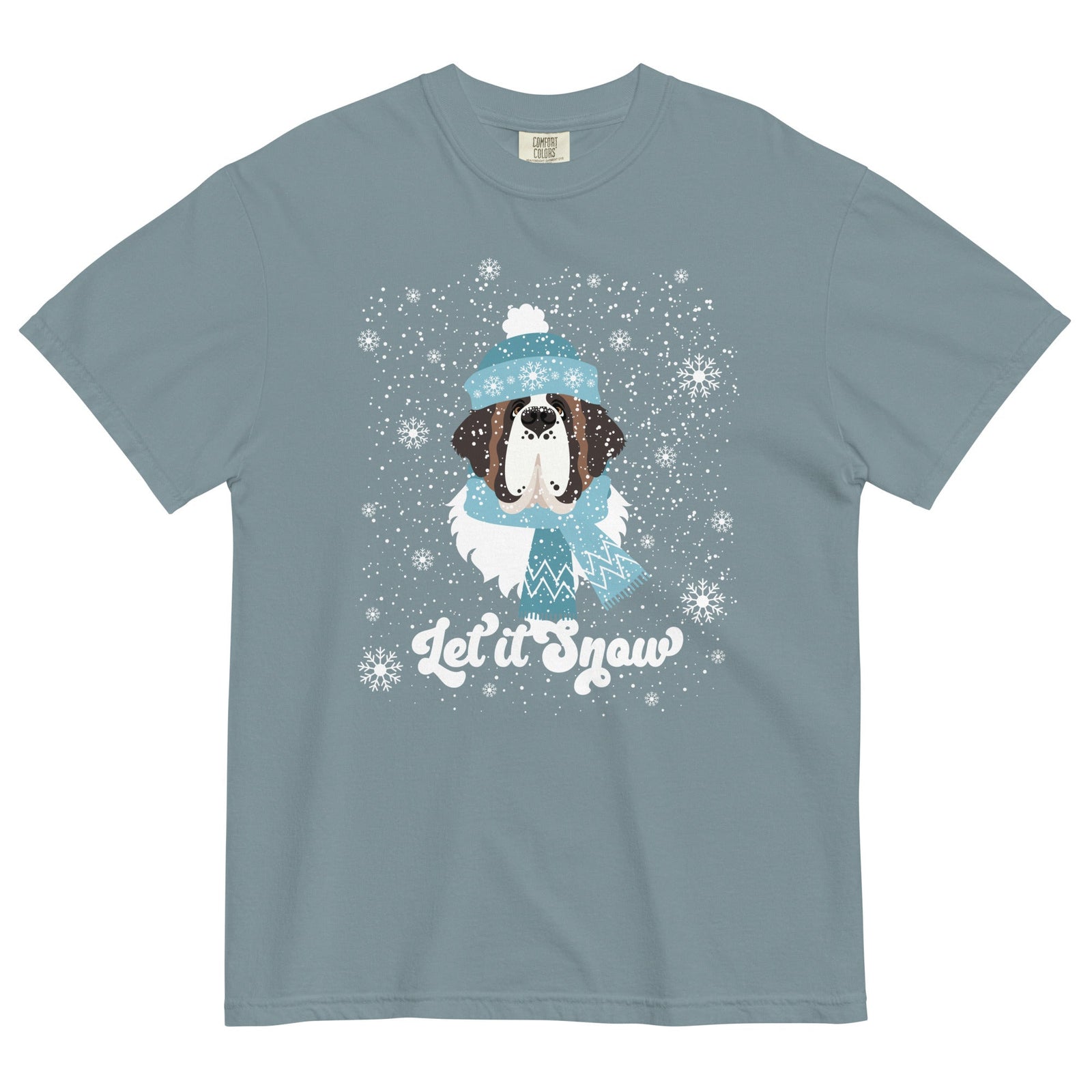 Let It Snow St Bernard Comfort Colors T-Shirt - Lucy + Norman