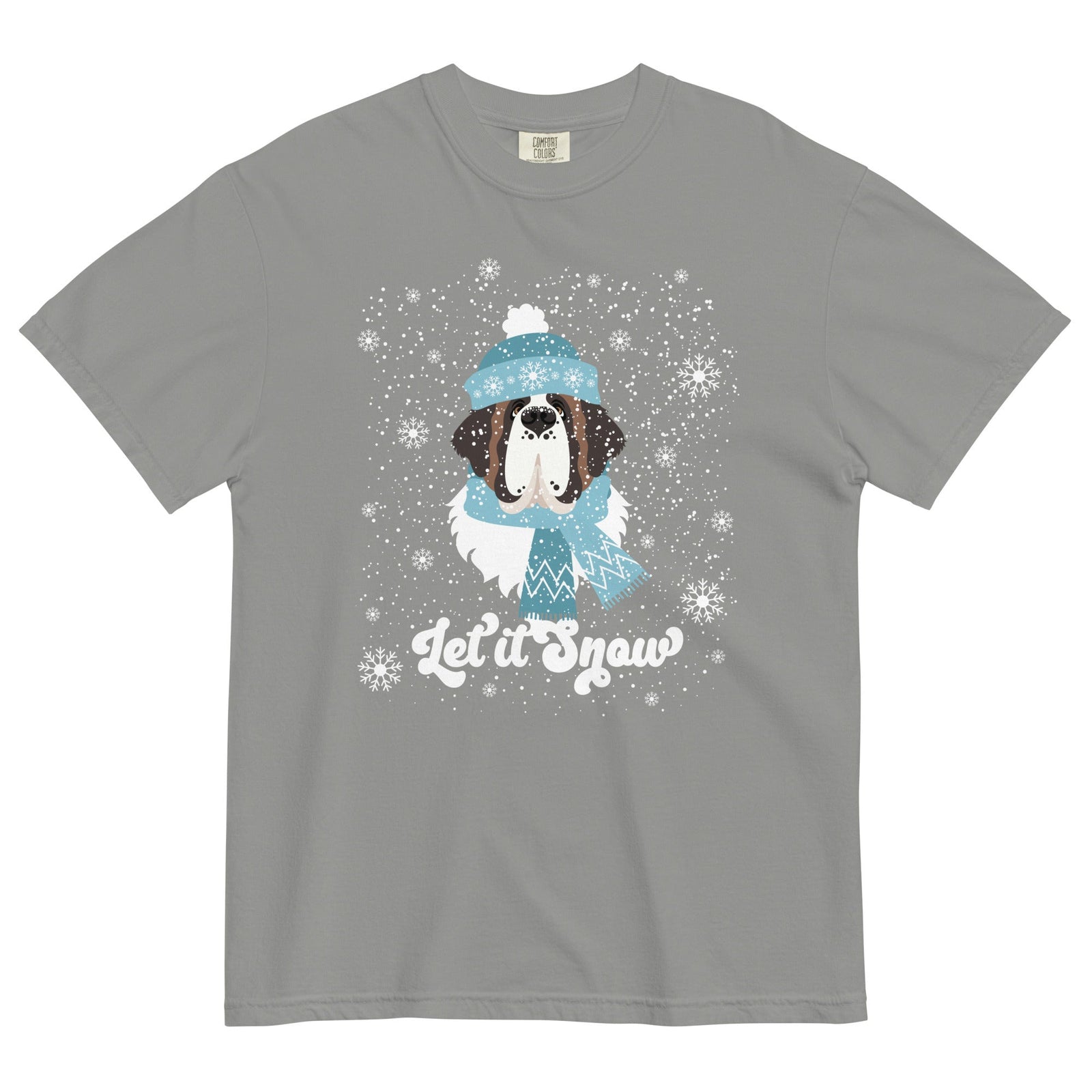 Let It Snow St Bernard Comfort Colors T-Shirt - Lucy + Norman