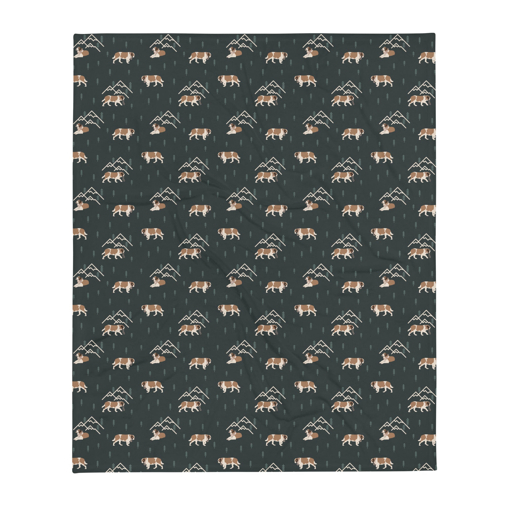 Minimal Mountain Green Fleece Throw Blanket - Lucy + Norman