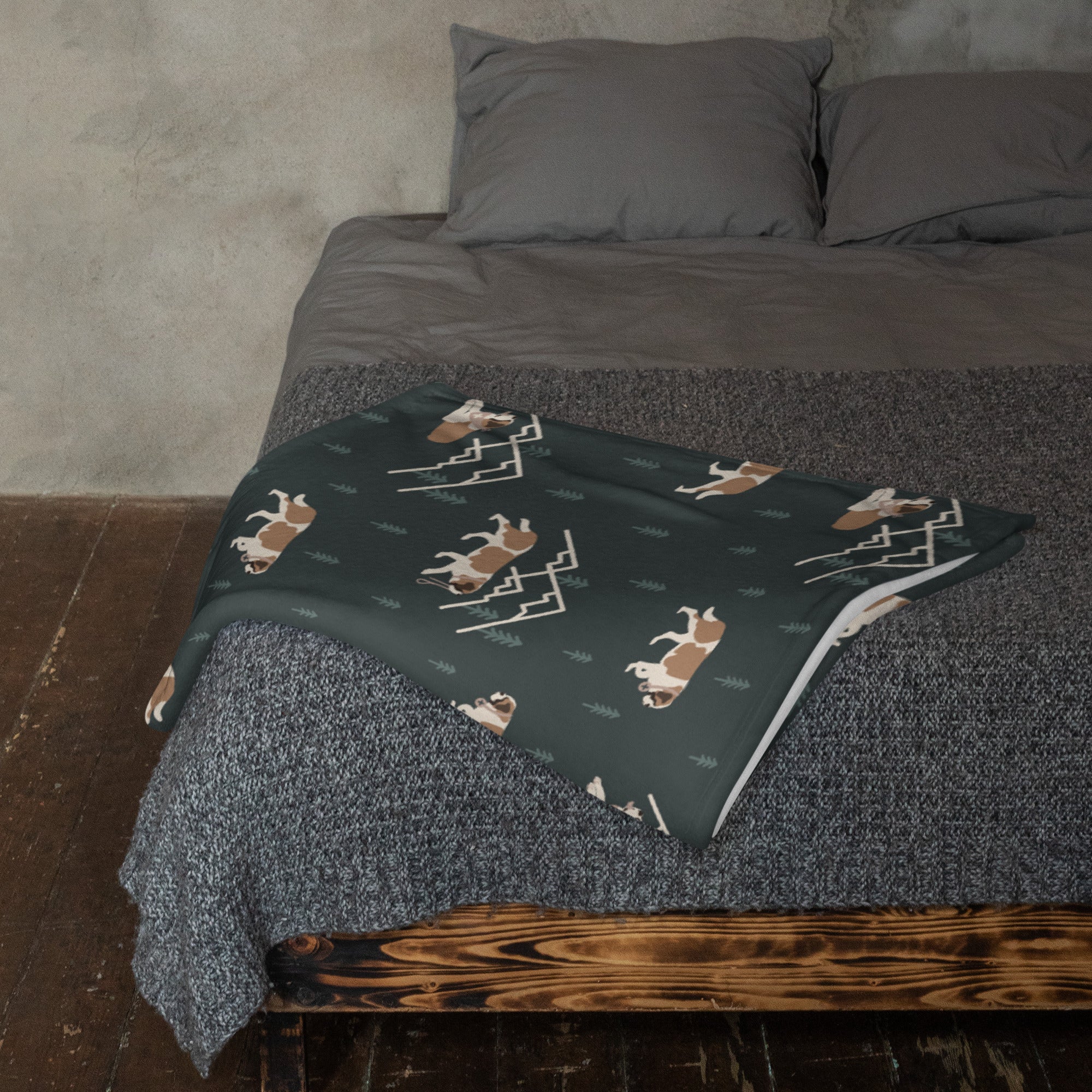 Minimal Mountain Green Fleece Throw Blanket - Lucy + Norman