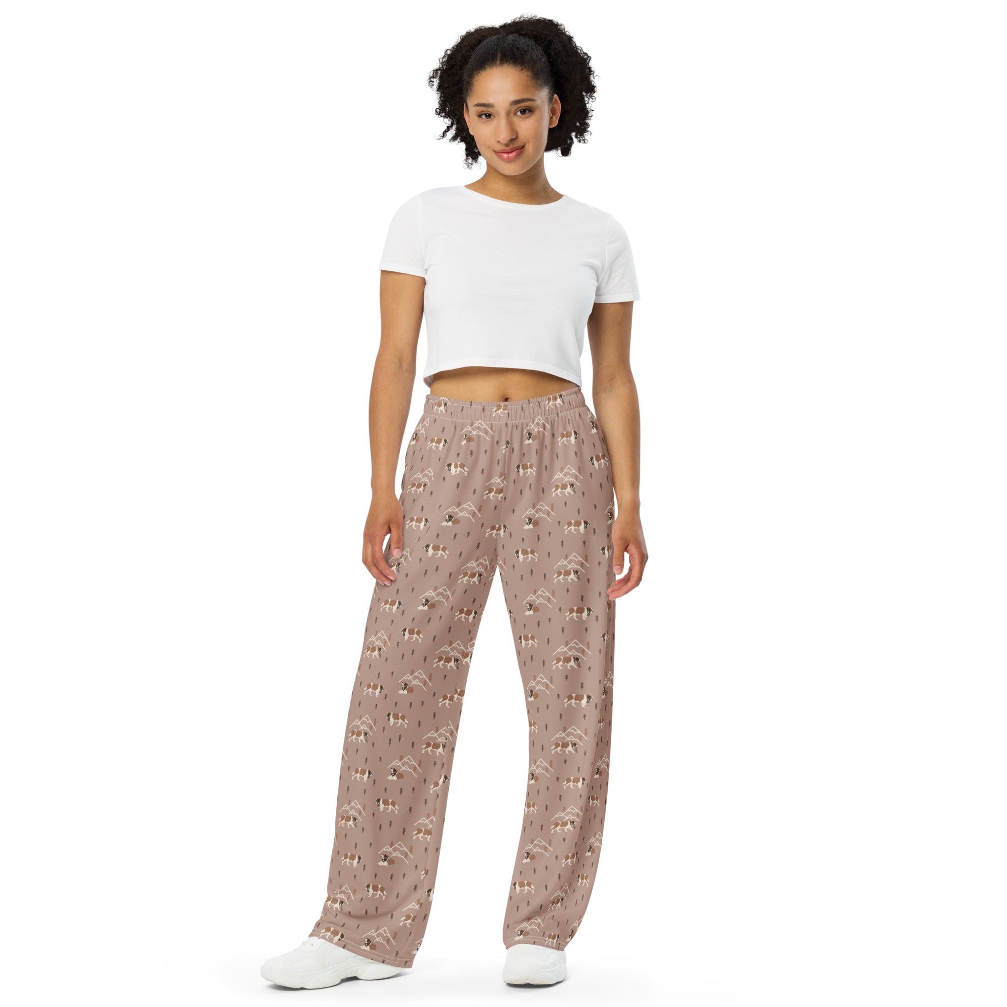 Minimal Mountain - Pink Wide Lounge Pants - Lucy + Norman