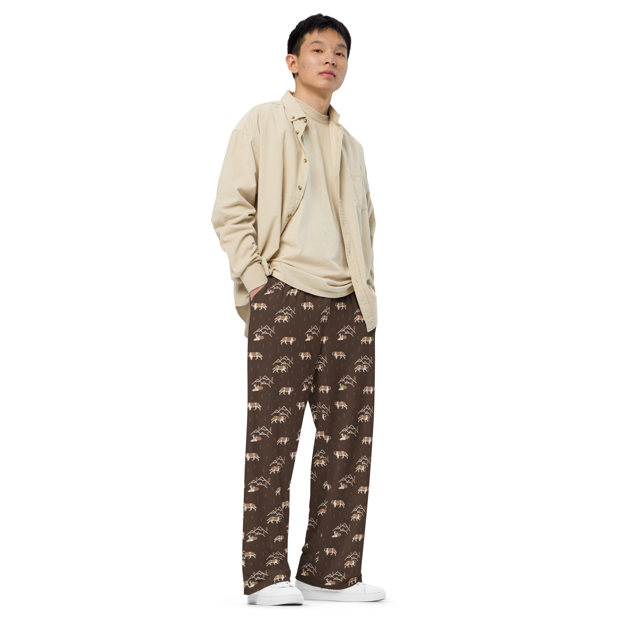 Minimal Mountains Unisex Wide Lounge Pants - Lucy + Norman