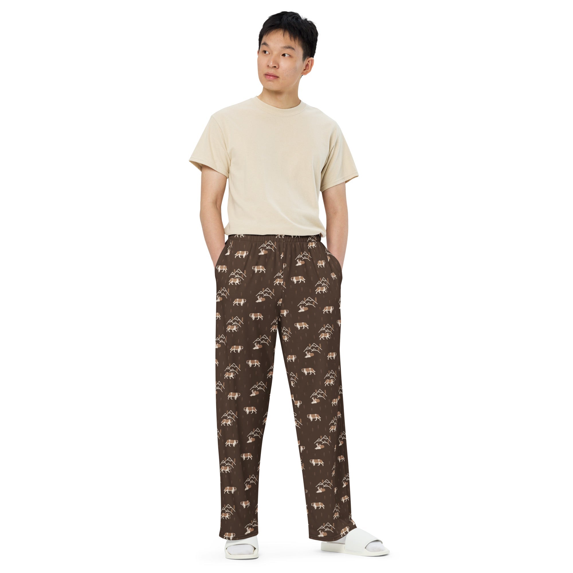 Minimal Mountains Unisex Wide Lounge Pants - Lucy + Norman