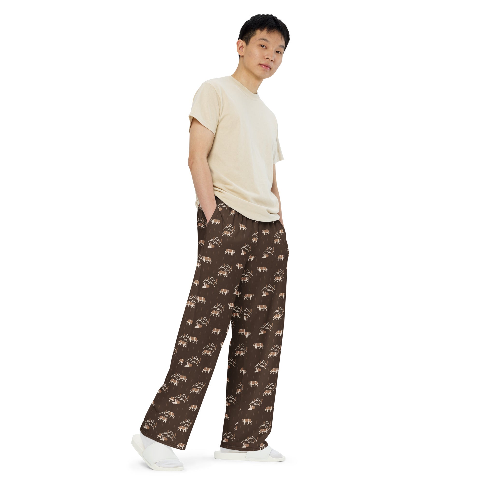 Minimal Mountains Unisex Wide Lounge Pants - Lucy + Norman