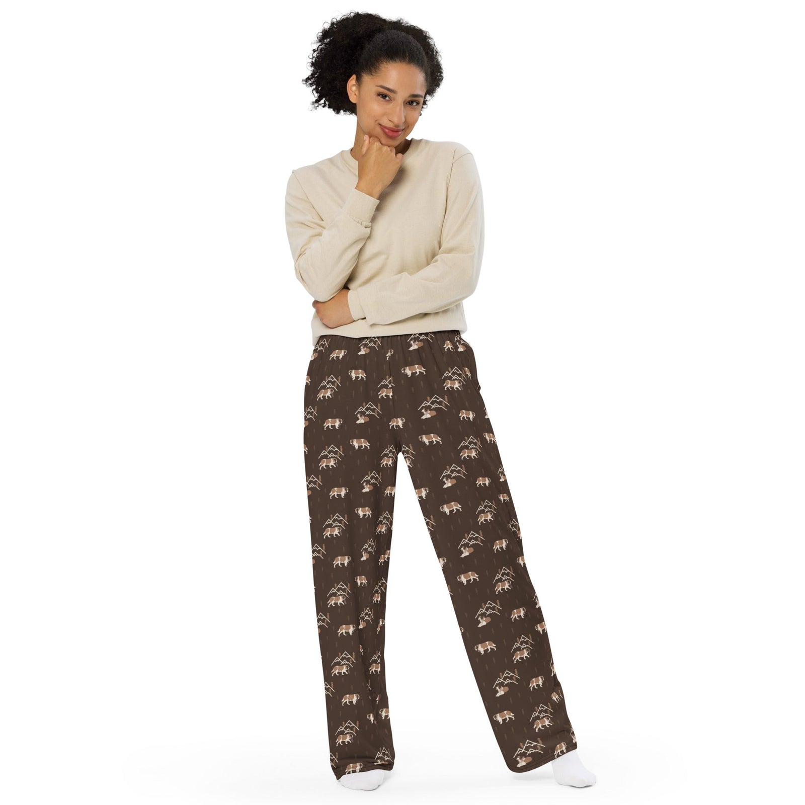 Minimal Mountains Unisex Wide Lounge Pants - Lucy + Norman