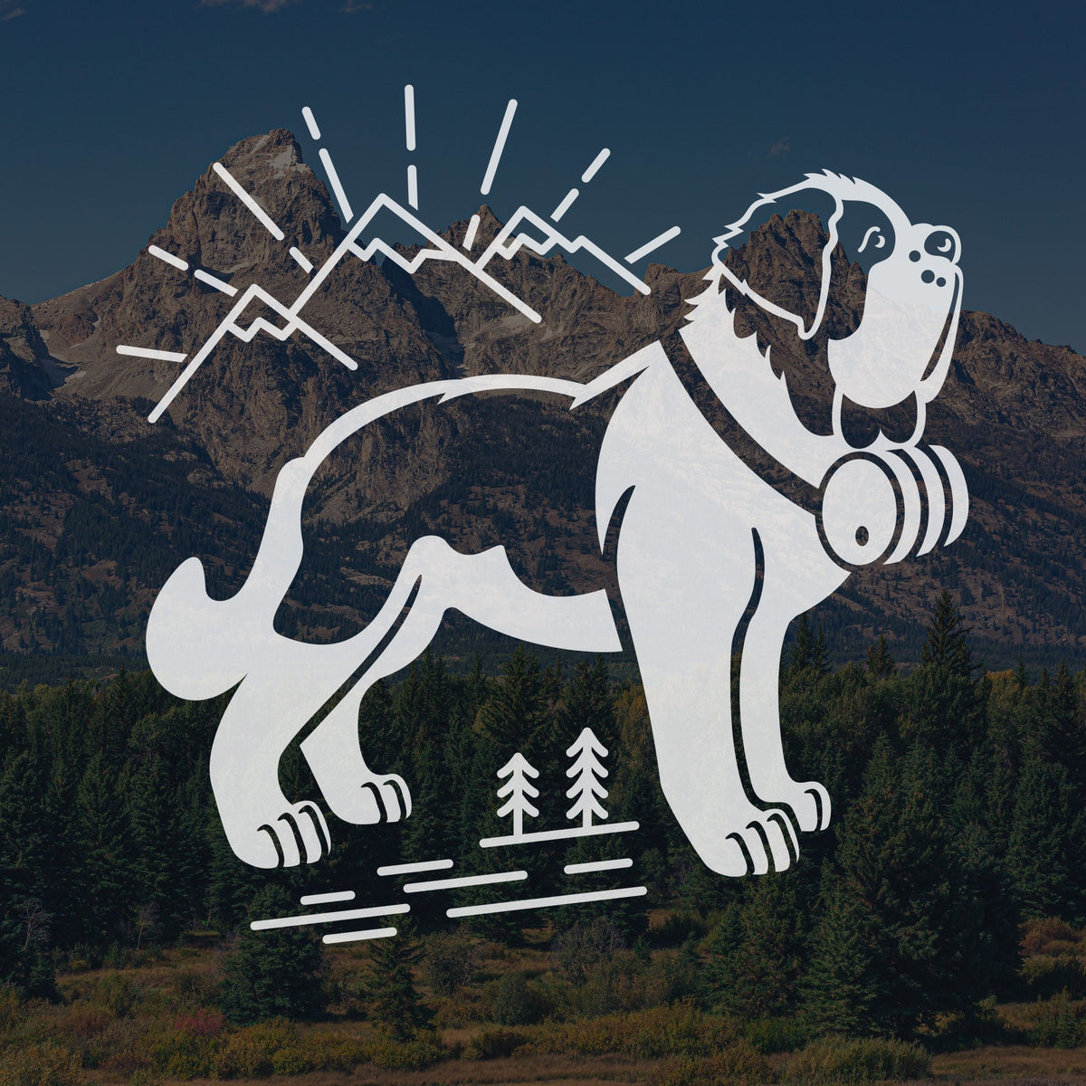 Mountain + St Bernard Dog Car Window Decal - Lucy + Norman