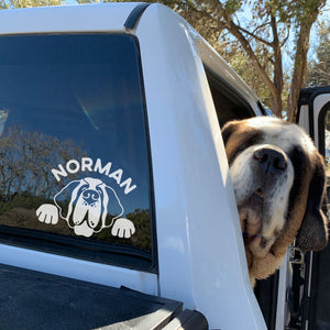 Personalized St Bernard Window Decal - Lucy + Norman