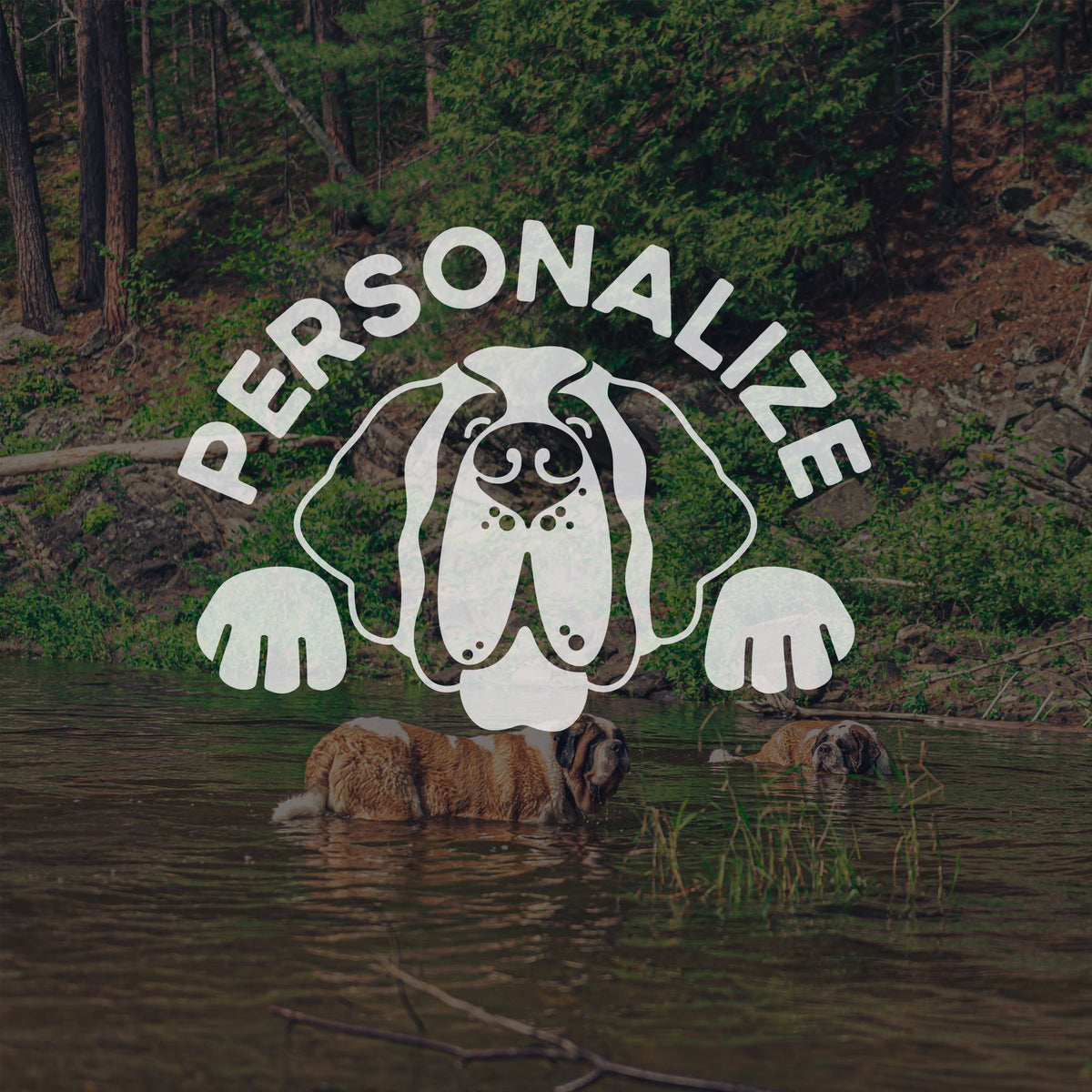Personalized St Bernard Window Decal - Lucy + Norman