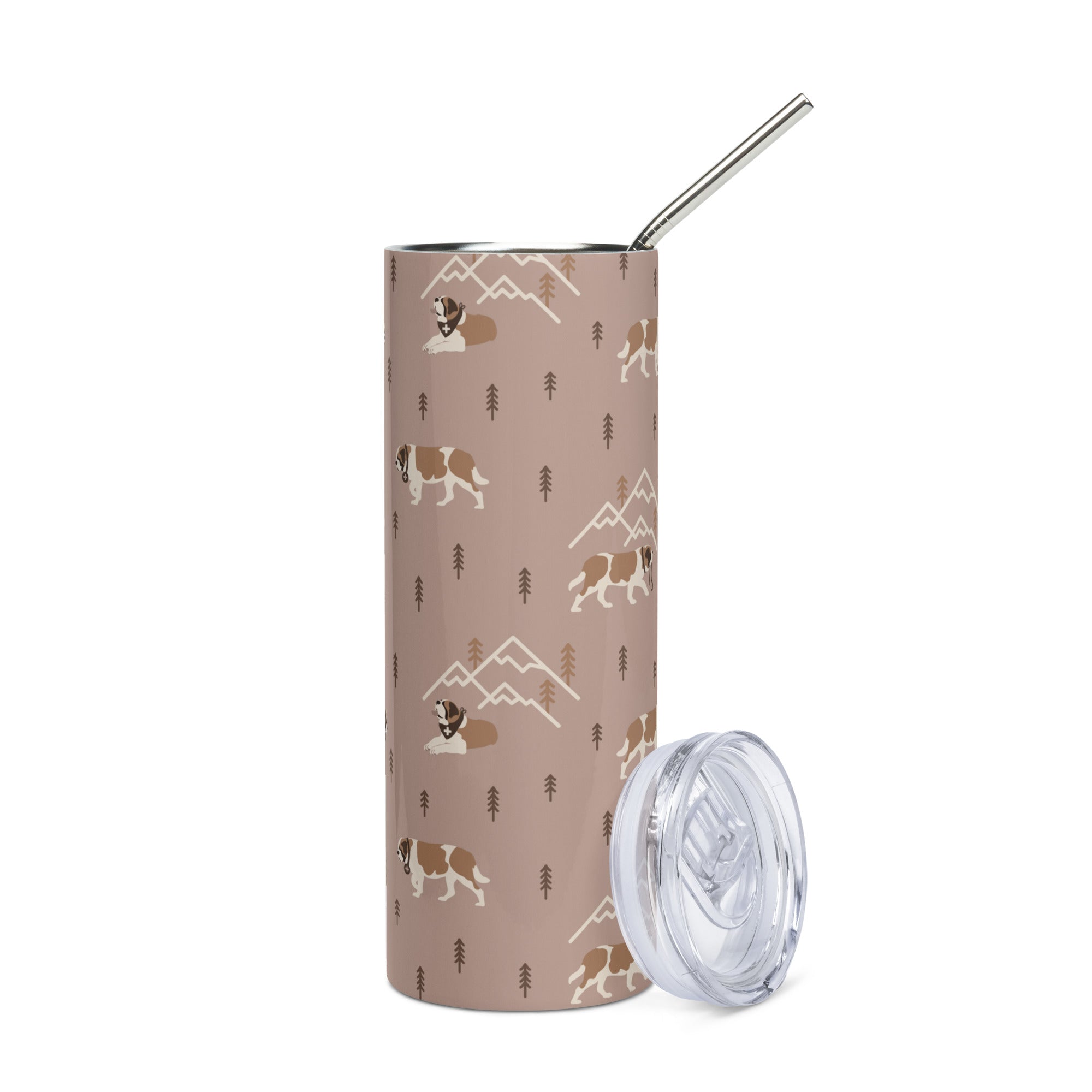 Pink Minimal Mountain Stainless Steel Tumbler + Straw - Lucy + Norman